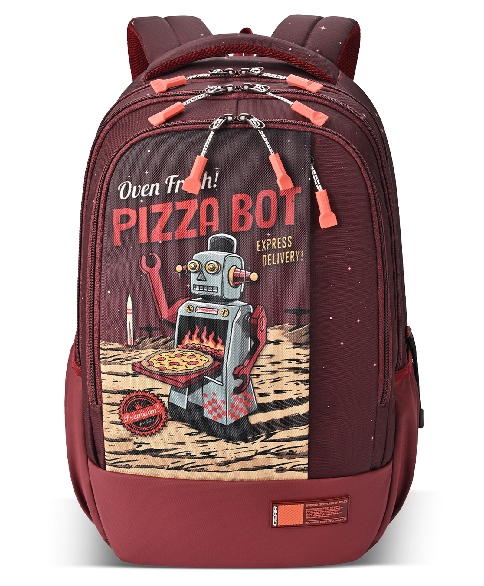 Gear Fiction 2 Backpack 17"/29L Medium Water Resistant School Bag/Casual Backpack/Daypack/Travel Backpack/Kids Bag for Boys/Girls (Maroon-Orange)-image-29