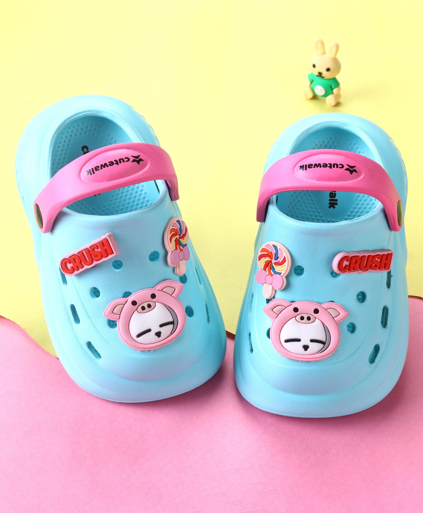 Cute Walk by Babyhug Backstrap Closure Clogs With Applique - Light Blue-picture-19