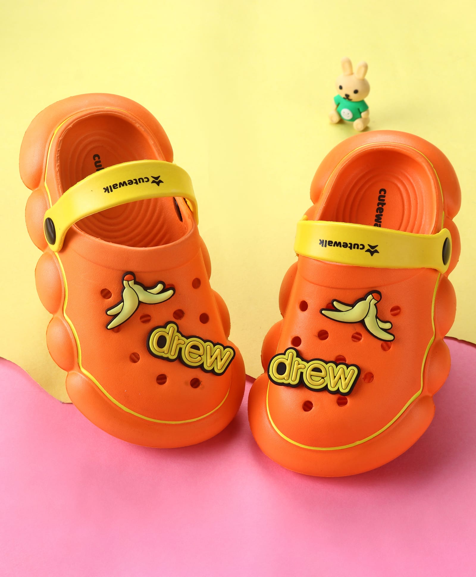 Cute Walk by Babyhug Backstrap Closure Clogs With Applique - Orange-image-36