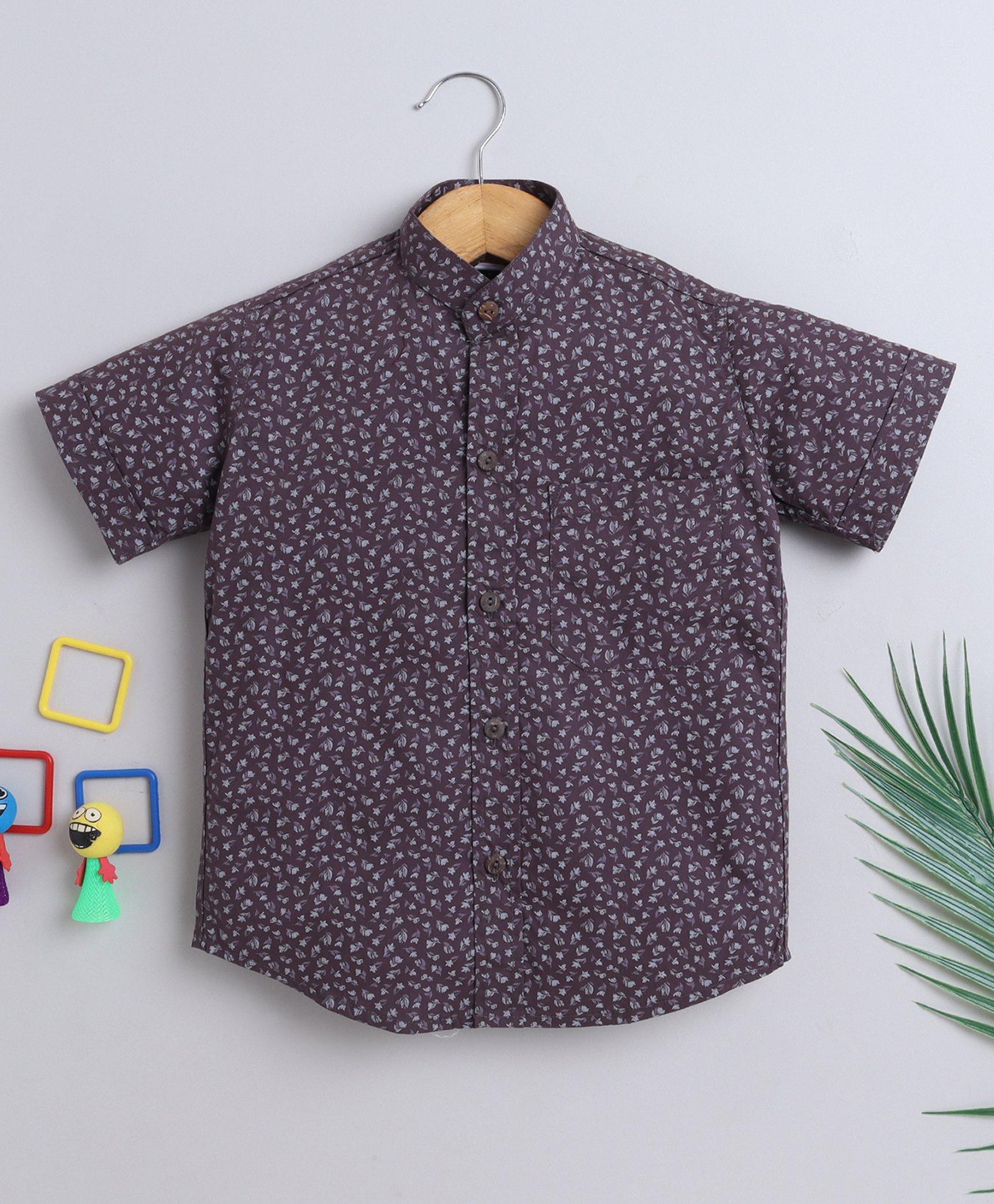 BAATCHEET Cotton Half Sleeves Floral Printed Shirt - Purple-picture-19