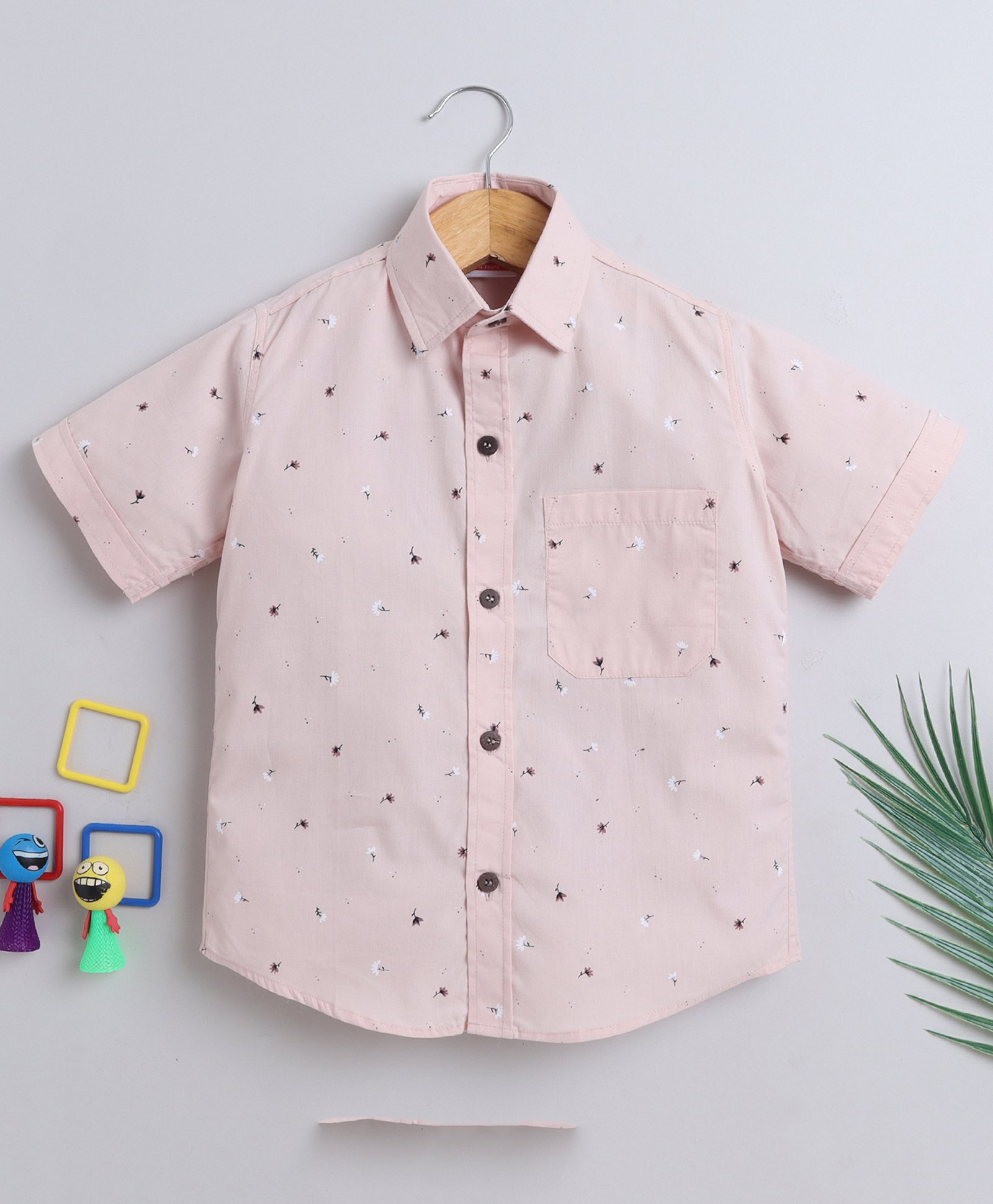 BAATCHEET CottonHalf Sleeves Floral Printed Shirt - Peach-picture-20