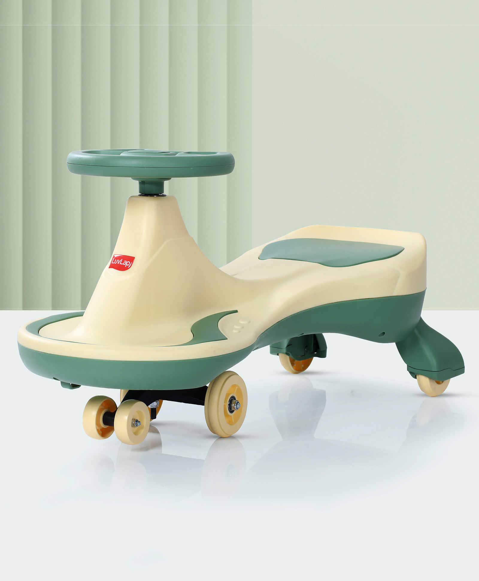 LuvLap Sunny Swing Car With Arc Shape Handle - Beige & Green