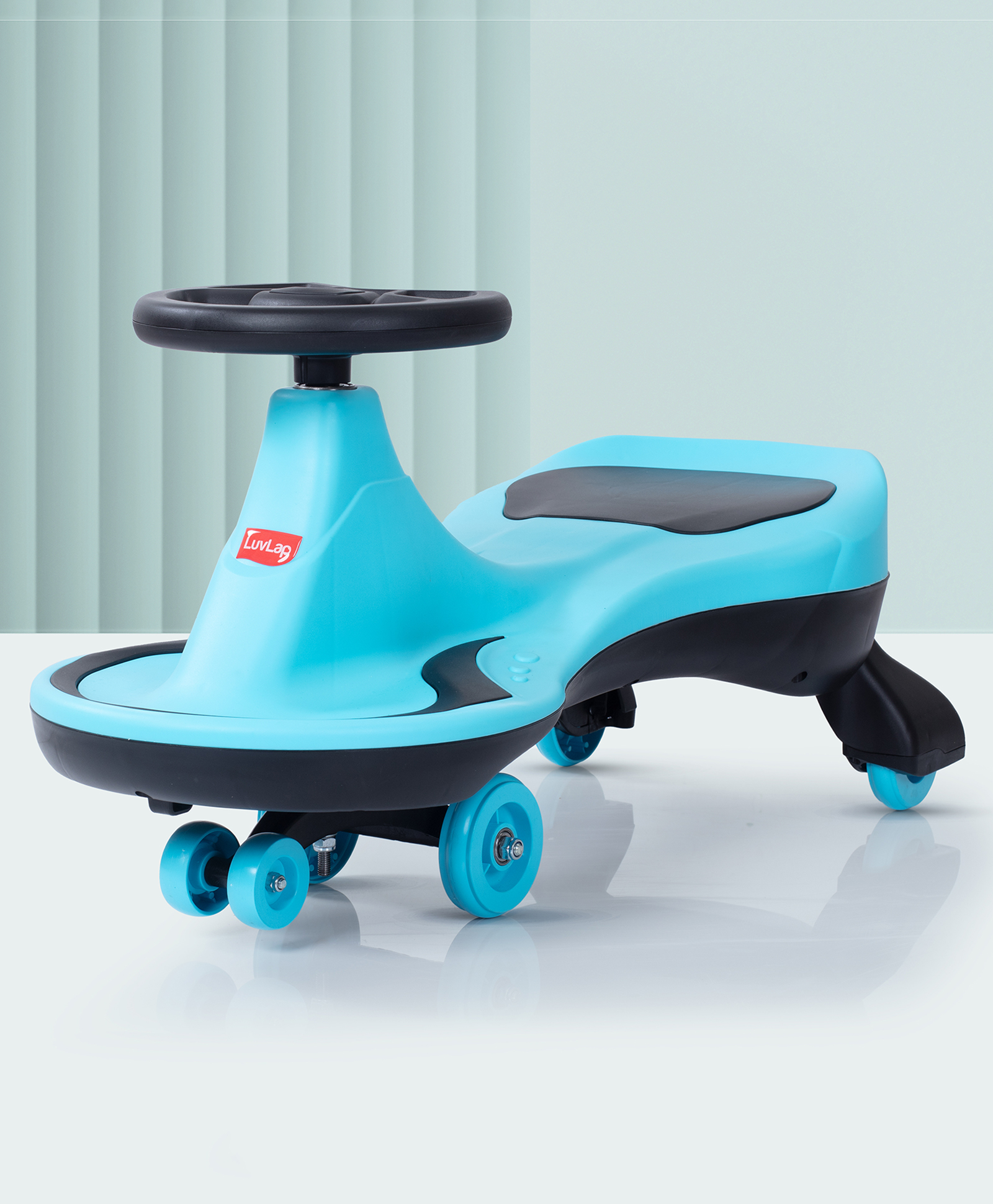 LuvLap Sunny Swing Car With Arc Shape Handle - Light Blue & Black