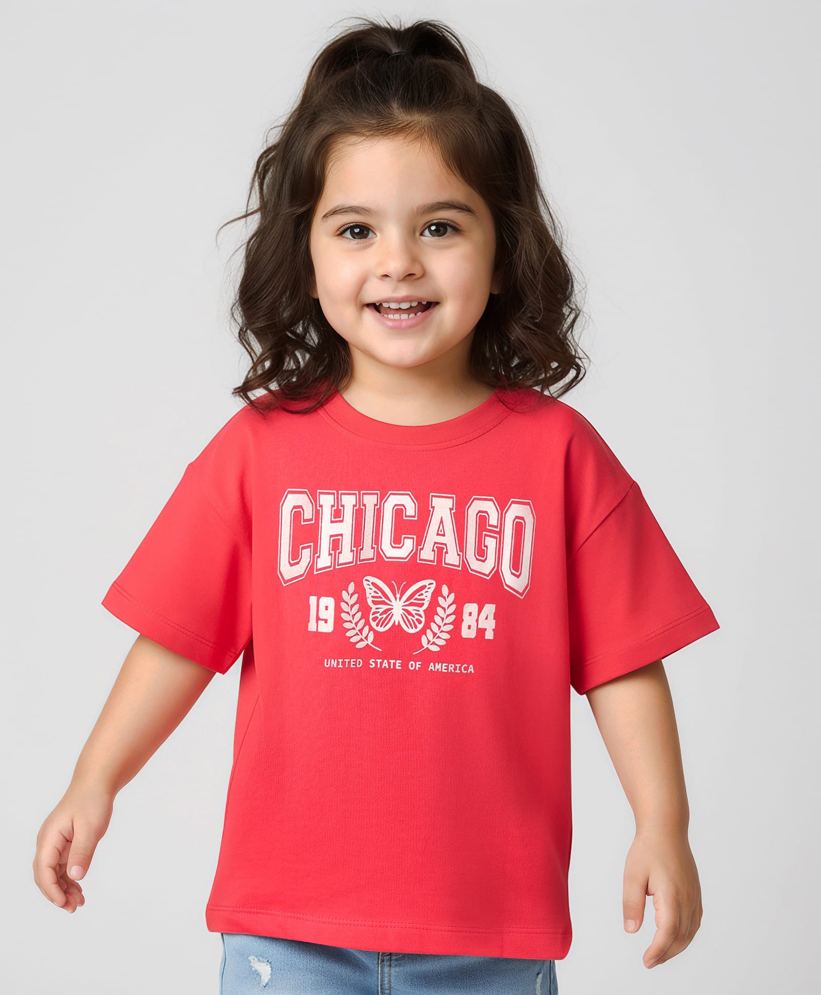 Babyhug Cotton Knit Half Sleeves T-Shirt With Chicago Text Print - Red-picture-13