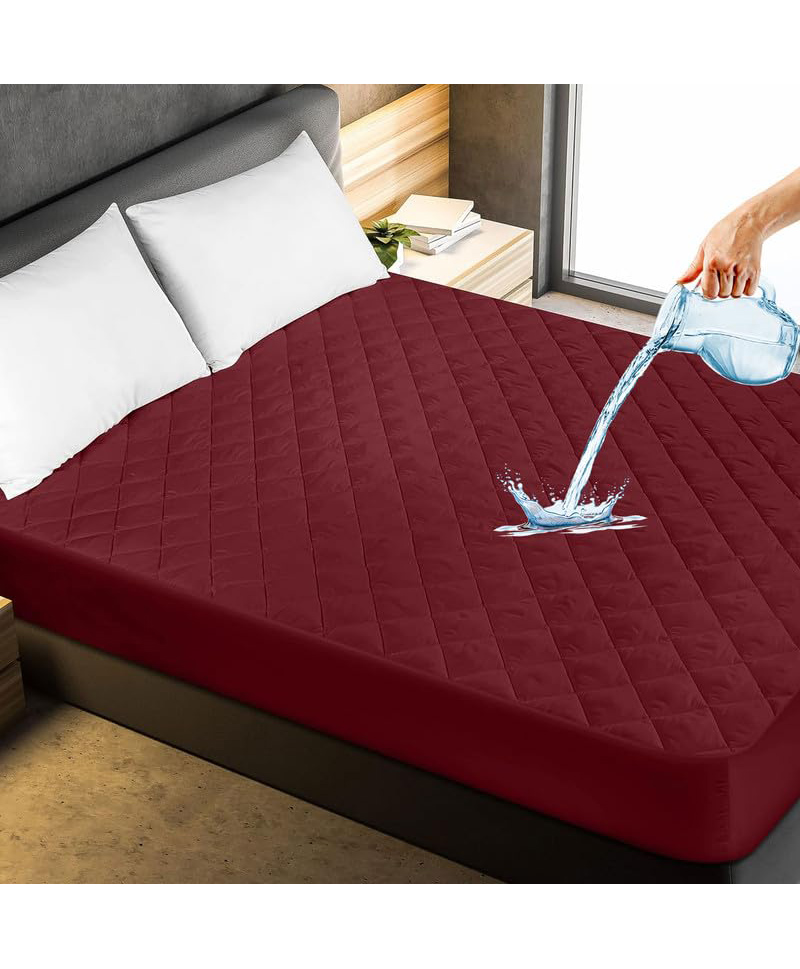 Mattress Protector Waterproof Cotton Feel Quilted Mattress Cover (King Size 78x72 inch | 6.5x6 ft, Maroon)-picture-49