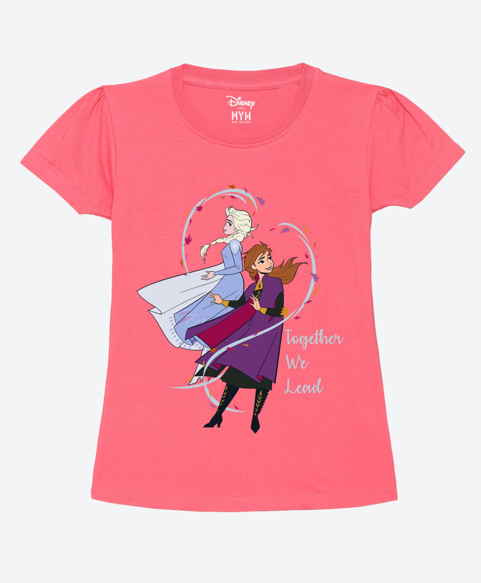 Wear Your Mind Cotton Disney Frozen Featuring Half Sleeves Anna & Elsa Printed Tee - Hot Pink-picture-34