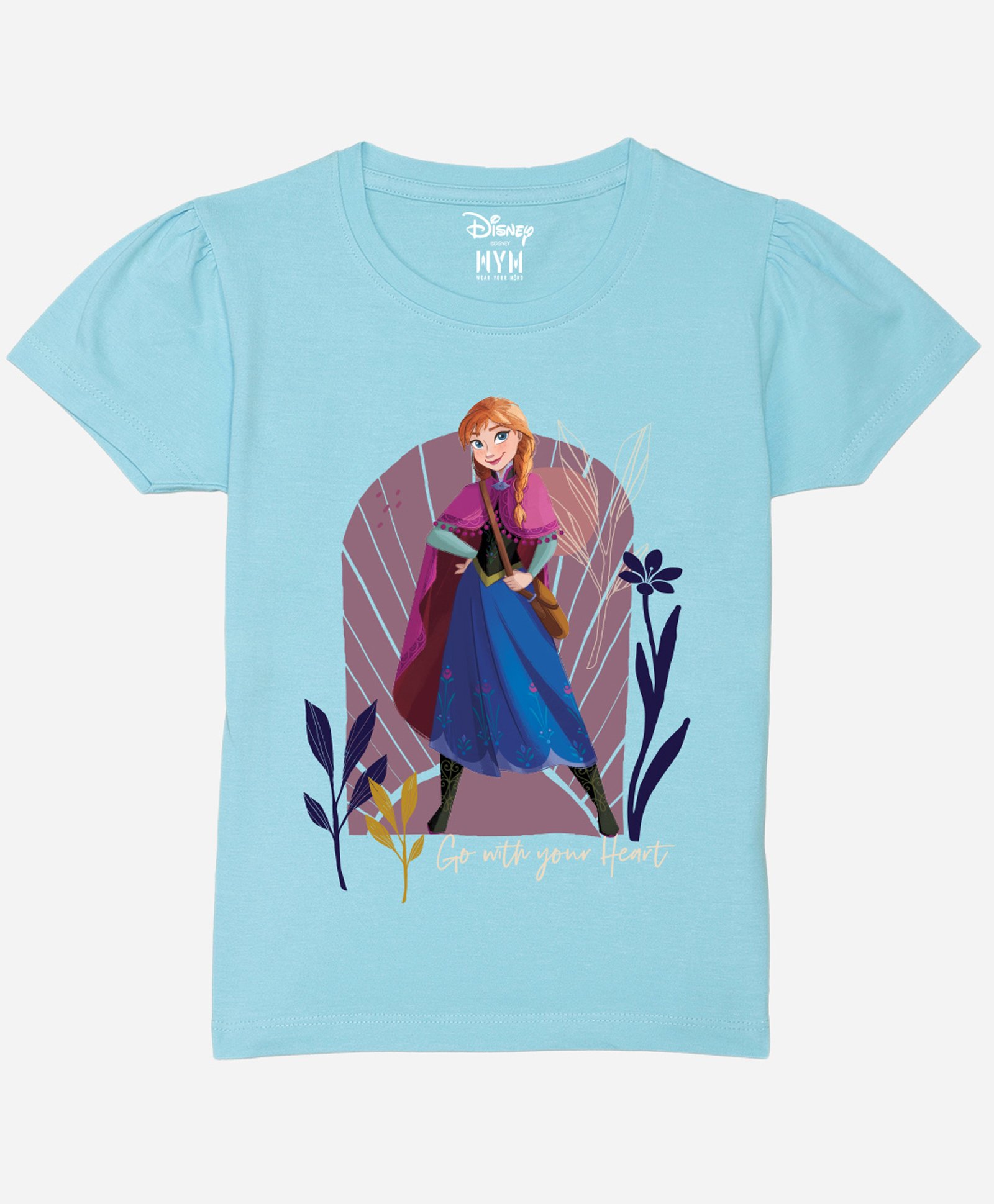 Wear Your Mind Cotton Disney Frozen Featuring Half Sleeves Anna Printed Tee - Sky Blue-picture-38