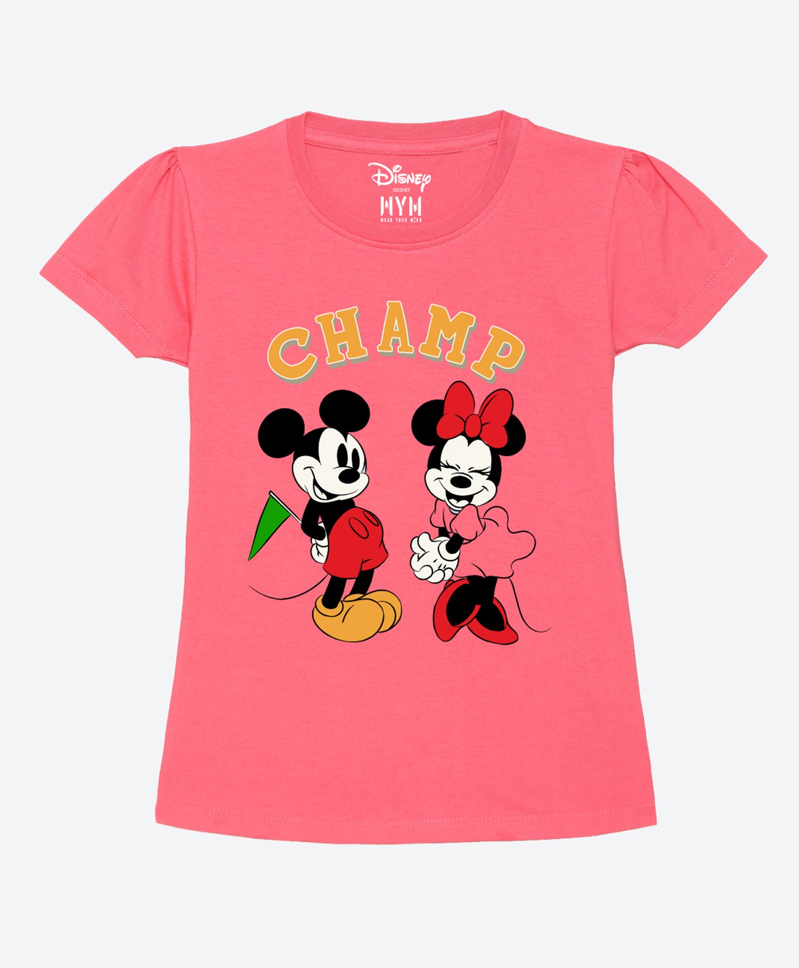 Wear Your Mind Cotton Mickey & Friends Featuring Half Sleeves Characters Printed Tee - Hot Pink-picture-36