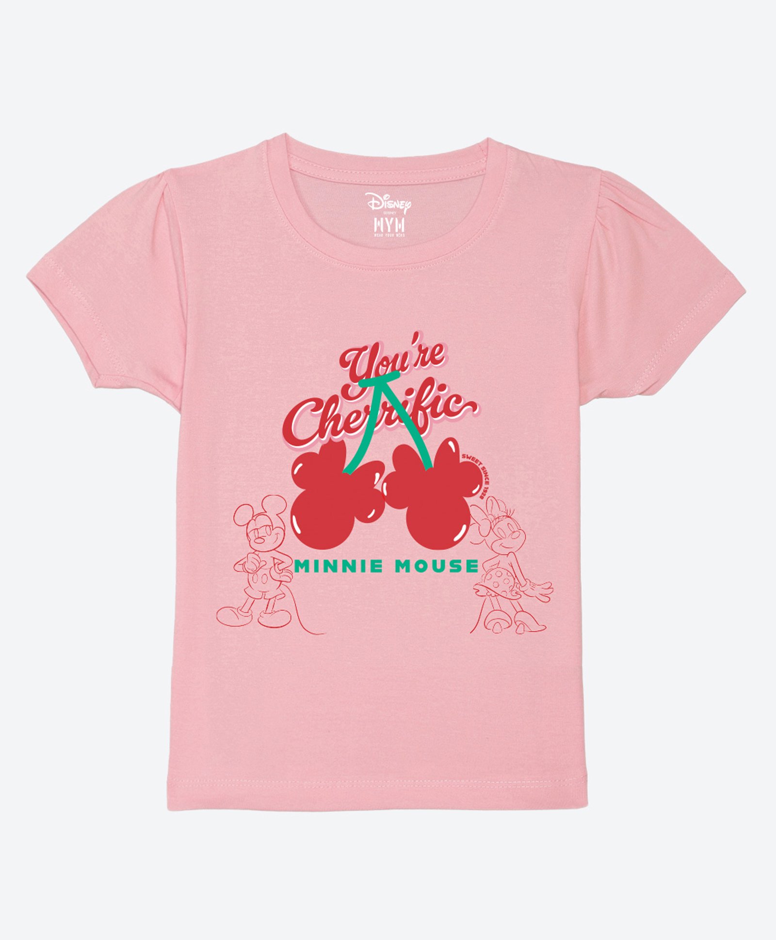 Wear Your Mind Cotton Mickey & Friends Featuring Half Sleeves Characters Printed Tee - Pink-picture-7