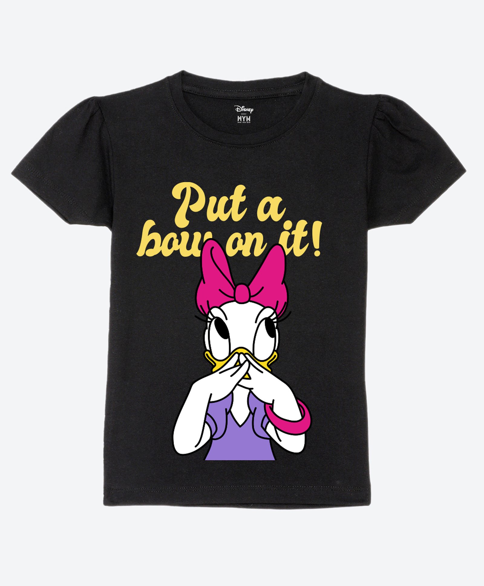 Wear Your Mind Cotton Mickey & Friends Featuring Half Sleeves Daisy Duck Printed Tee - Black-picture-32