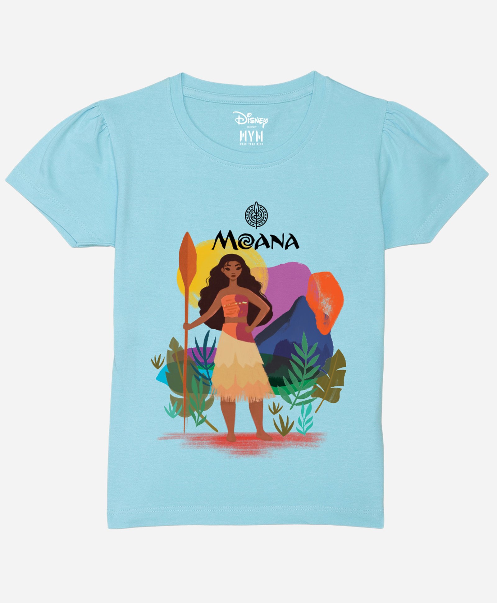 Wear Your Mind Cotton Disney Moana Featuring Half Sleeves Character Printed Tee - Sky Blue-picture-35