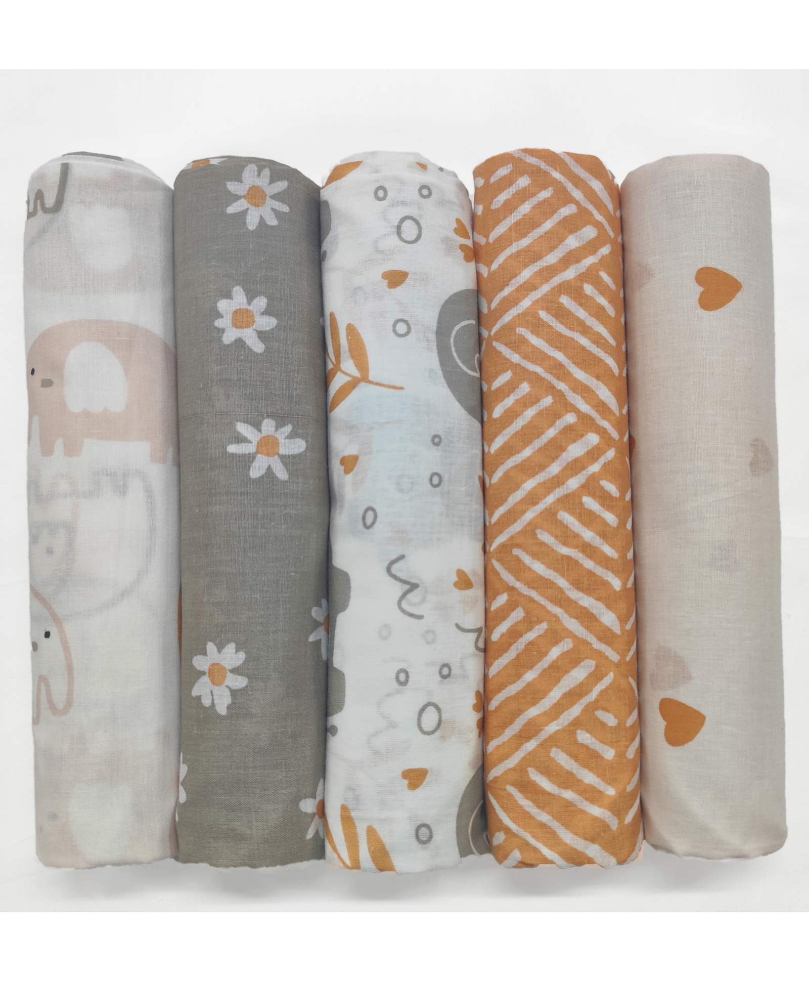 Trance Home Linen Super Soft Cotton Malmal Swaddle Cloth Pack of 5 - Terra Tots-image-44
