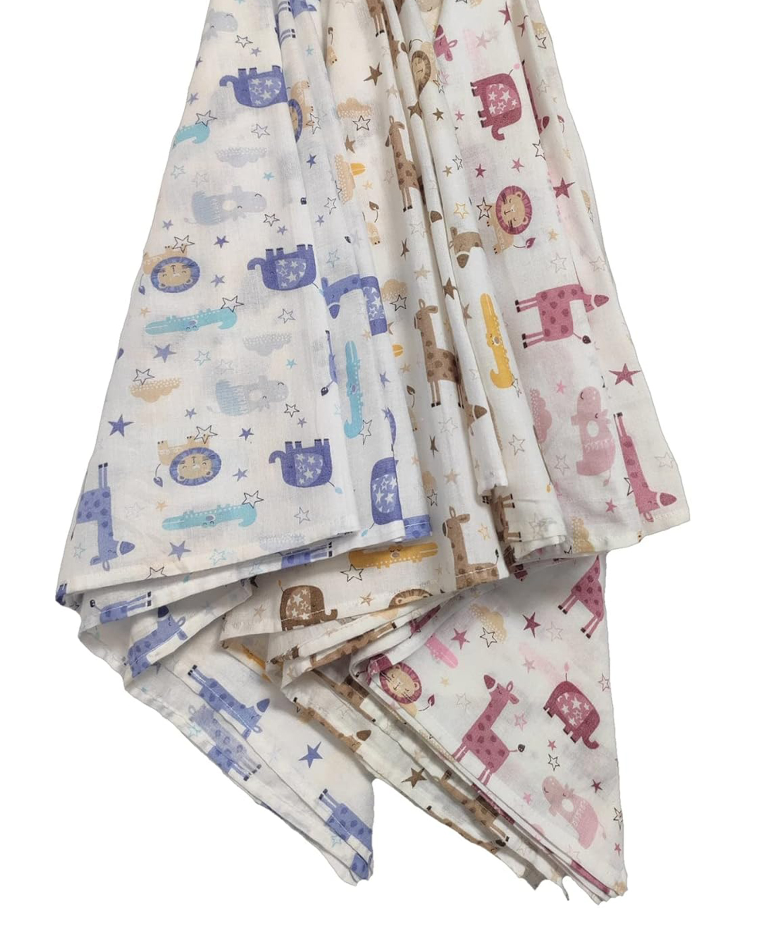 Trance Home Linen Super Soft Cotton Malmal Swaddle Cloth Pack of 3 Large - Animals-image-45