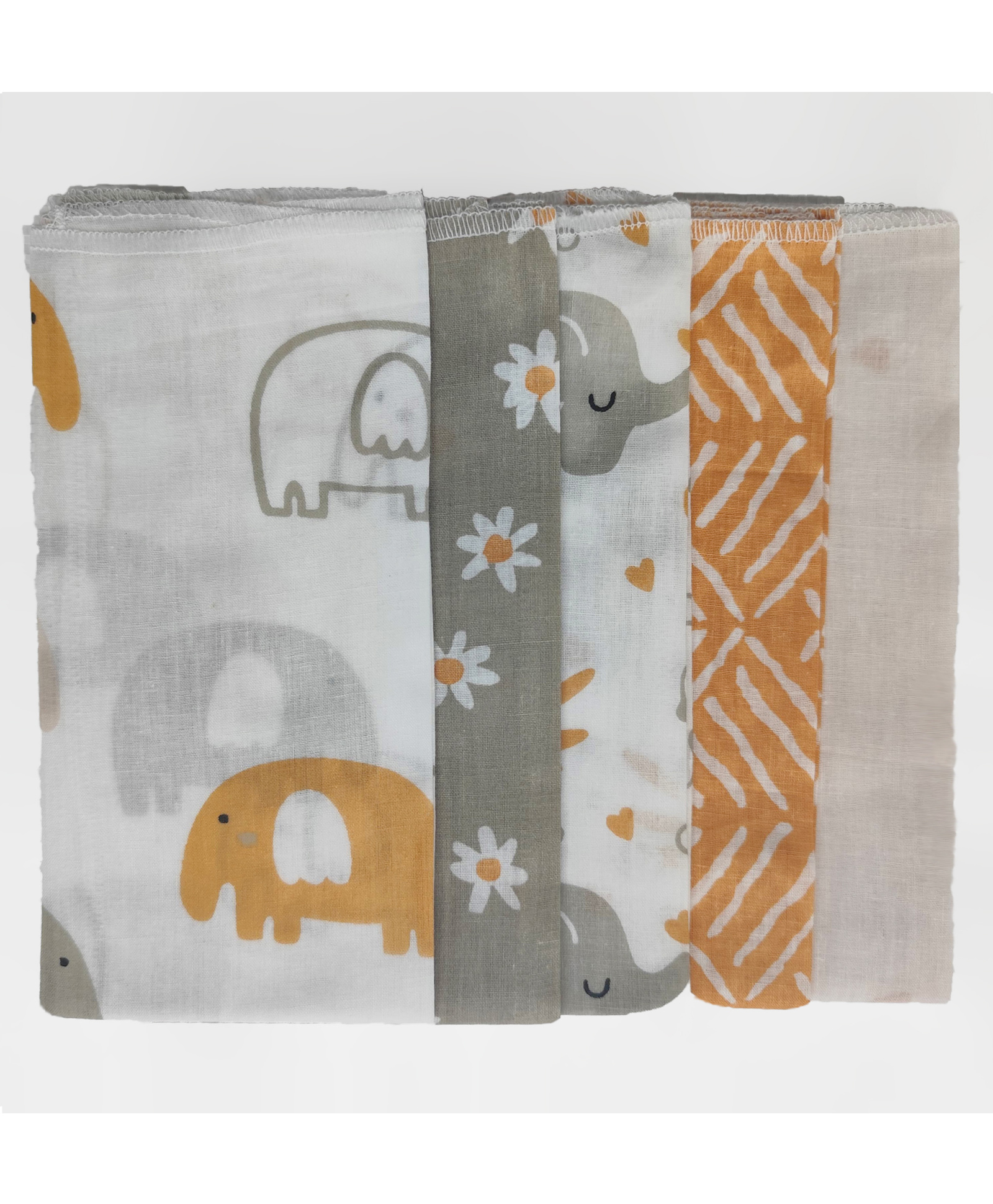 Trance Home Linen Super Soft Cotton Thin Malmal Face Towels Terra Tots - Pack of 5 pcs)-picture-9