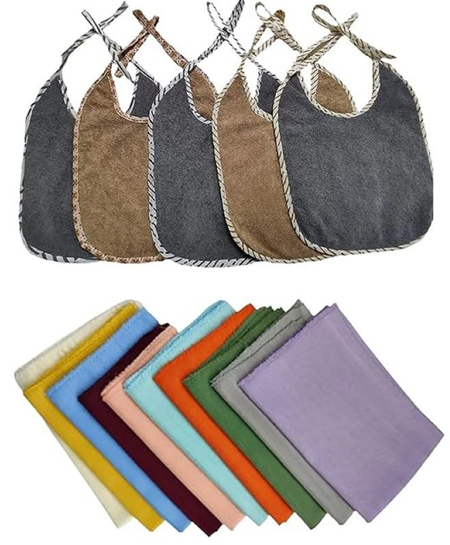 Trance Home Linen Waterproof - Quick Dry Ultrasoft 5 Pcs Bibs - Grey & Brown 10 Pcs Multicolor cleaning cloth-picture-13