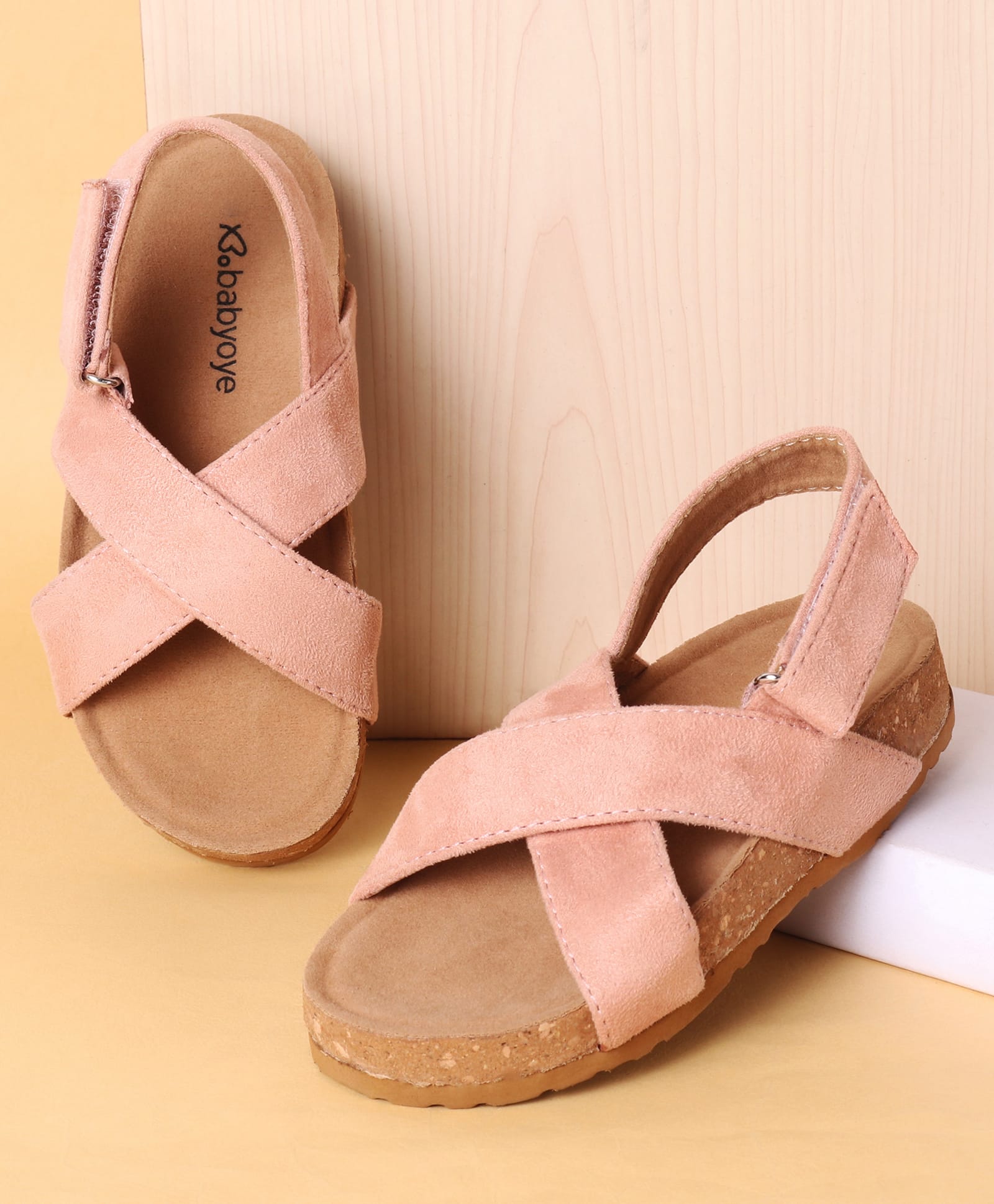 Babyoye Velcro Closure Solid Color Sandals - Pink