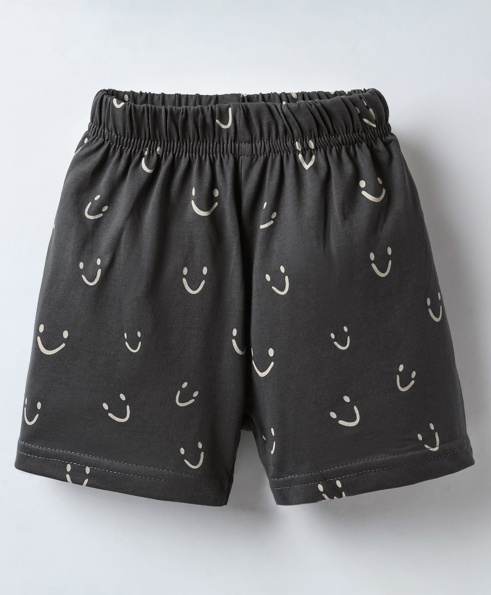 Ollypop Sinker Knee Length Shorts With Smile Print - Grey-picture-21