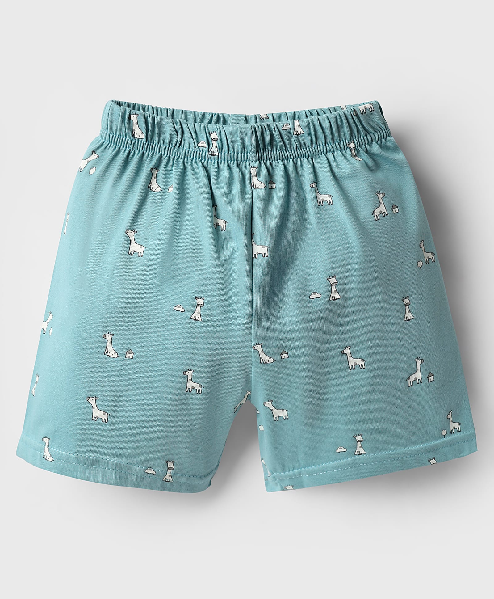 Ollypop Sinker Knit Knee Length Shorts With Animal Print - Light Blue-picture-40