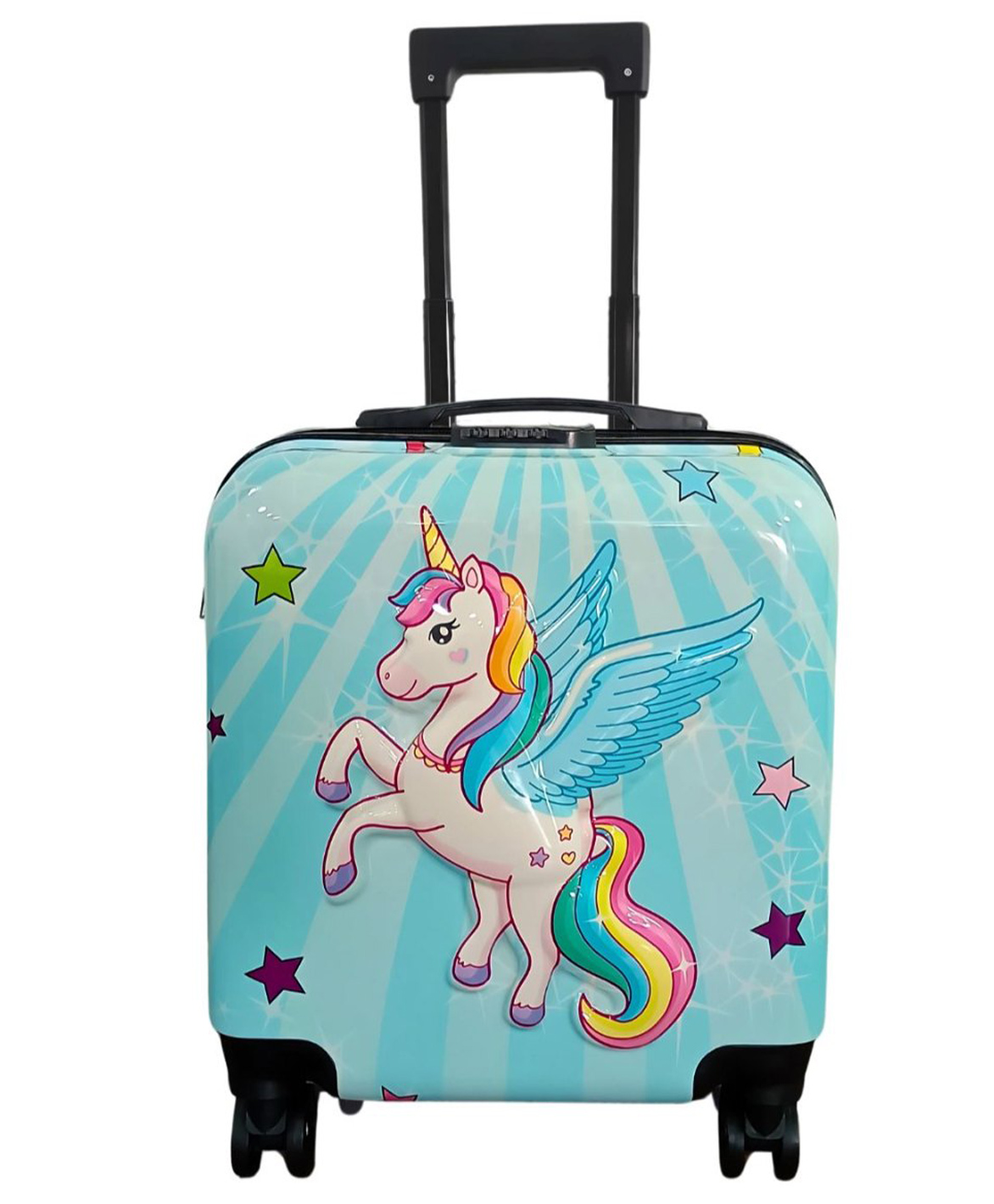 Zikku Kids Travel Trolley Bag, Hard Poly carbonate Case, Light Weight, 360 Degree Wheeling System, Suitcase for Kids - Unicorn Blue-picture-6