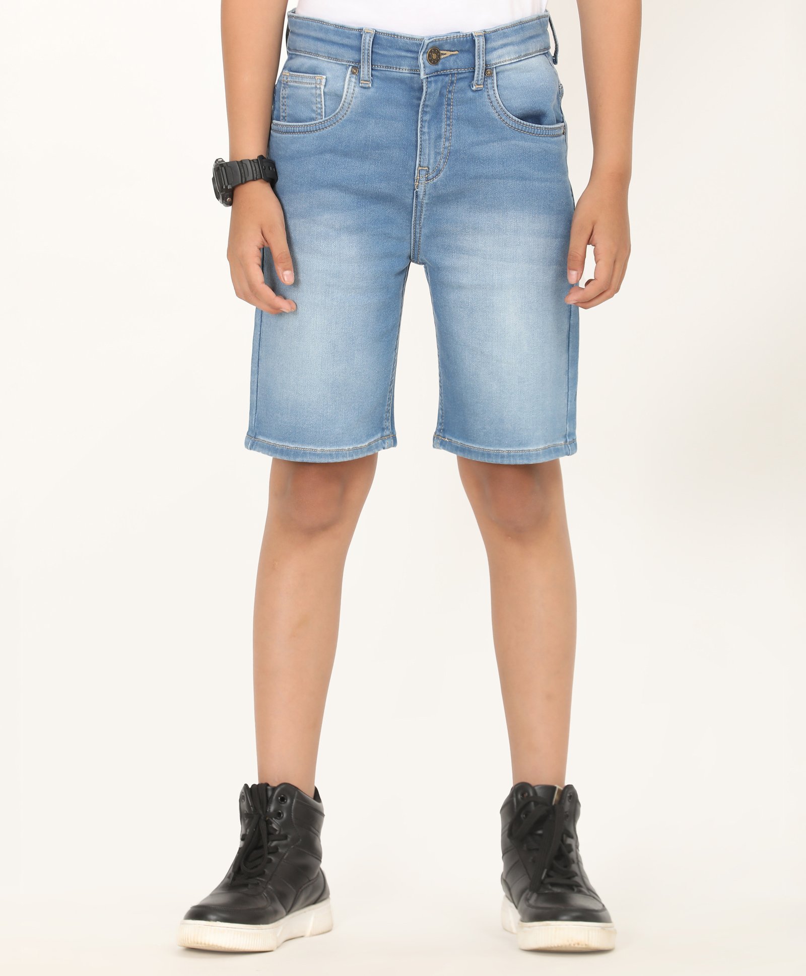 Zion Denim Washed Shorts - Blue-picture-24
