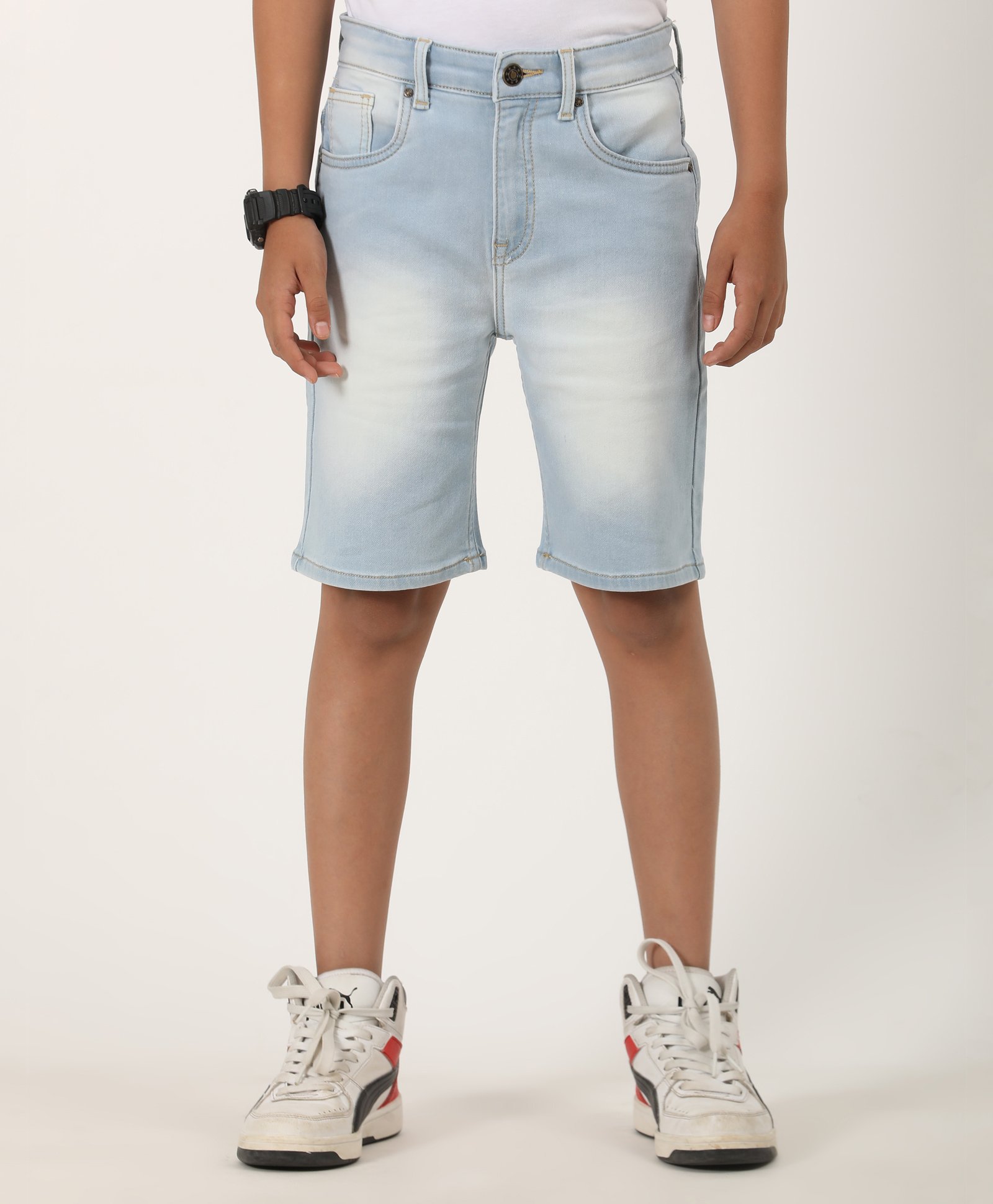 Zion Denim Washed Shorts - Light Blue-picture-10