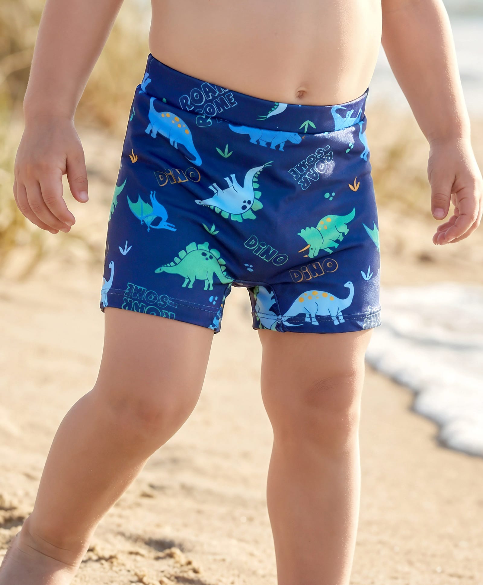 Babyhug Water Repellant Swimming Trunks With Dino Print - Navy Blue-picture-11