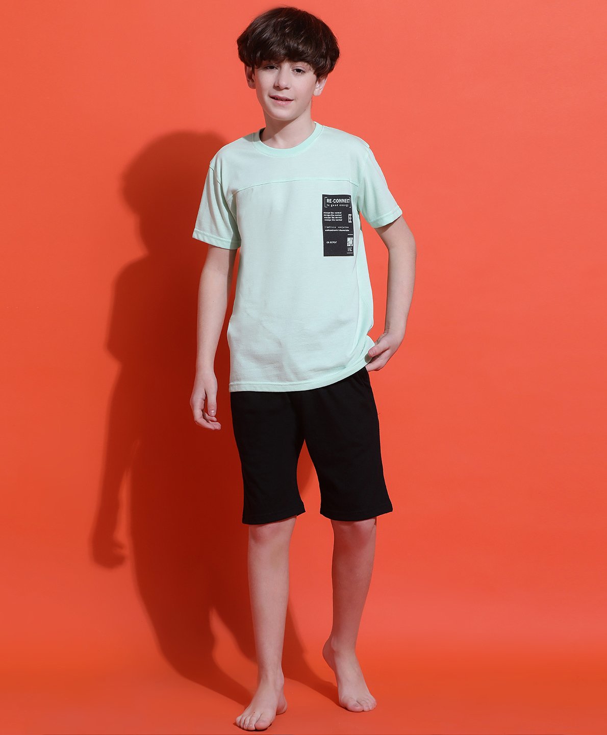 Lil Tomatoes Cotton Jersey Knit Half Sleeves Typography Printed Night Suit Set - Light Green-picture-31