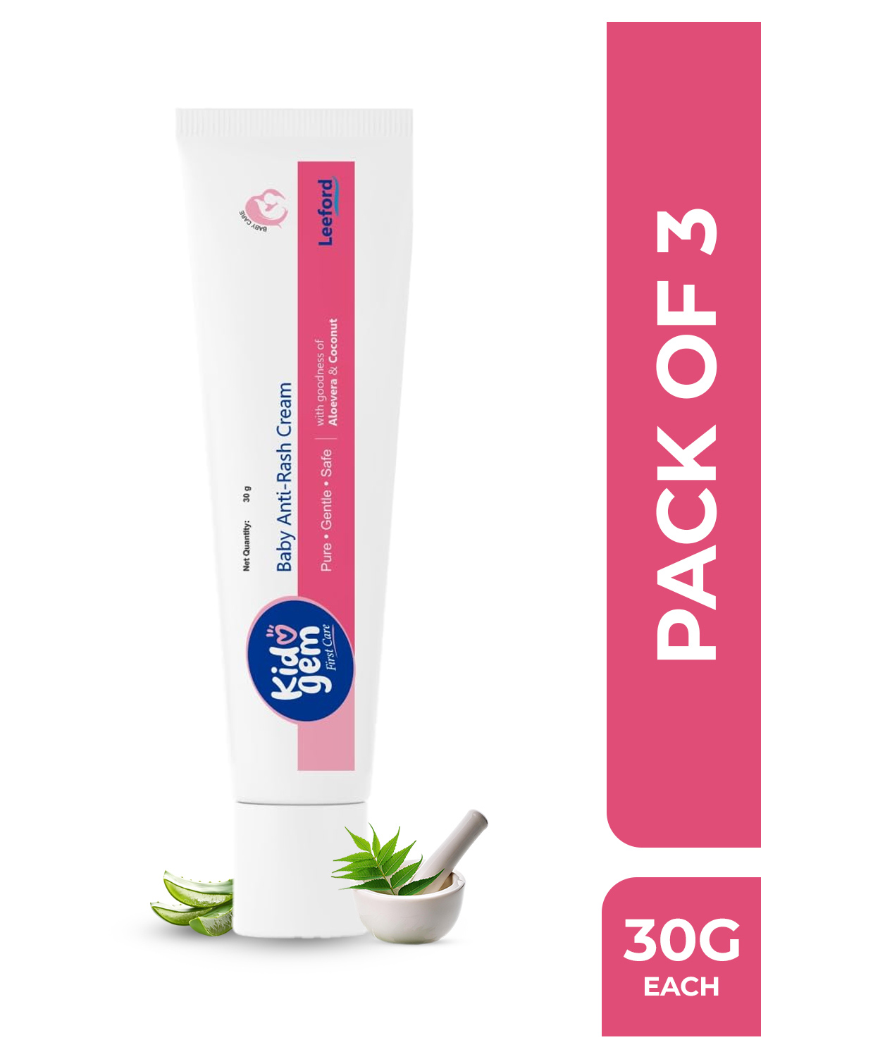 Kidogem Baby Anti-Rash & Diaper Cream For Babies Set of 3 x 30 g