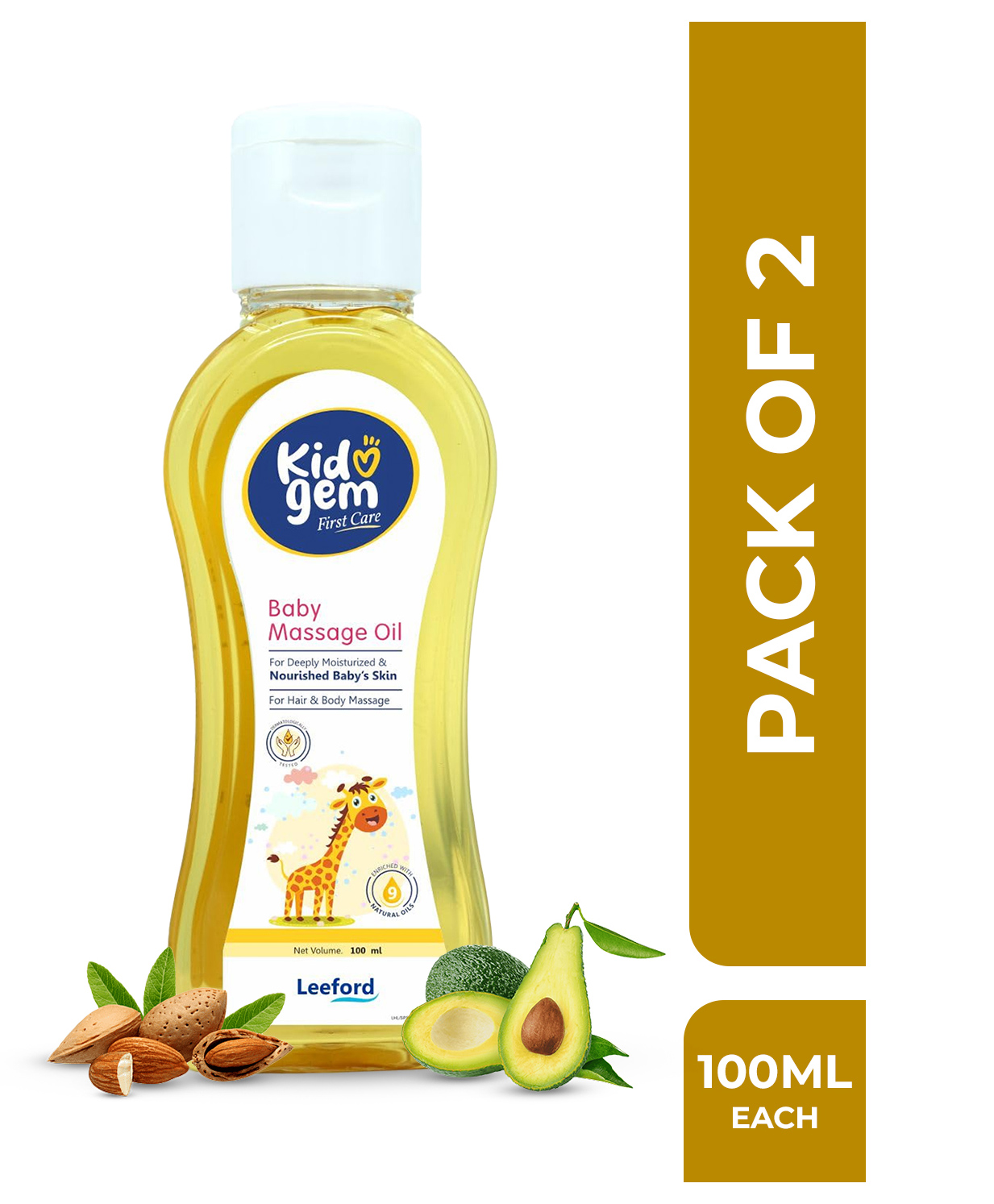 Kidogem Baby Message Oil for New Born Gentle Nourishment and strengthens bones and muscles of Babies Set of 2 x 100 ml-image-19