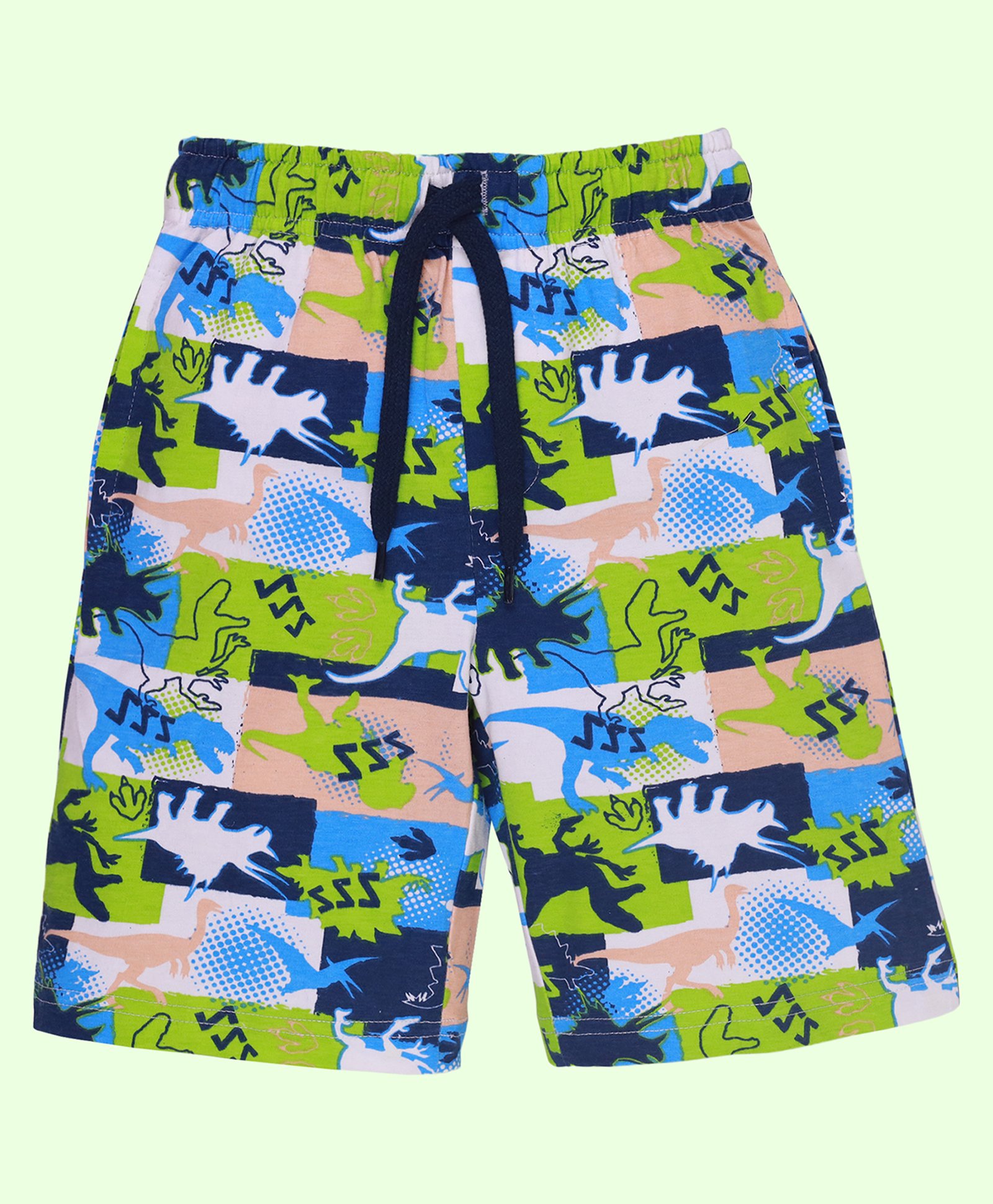 Kiddopanti Cotton Dinosaurs Printed Shorts - Neon Green-picture-17