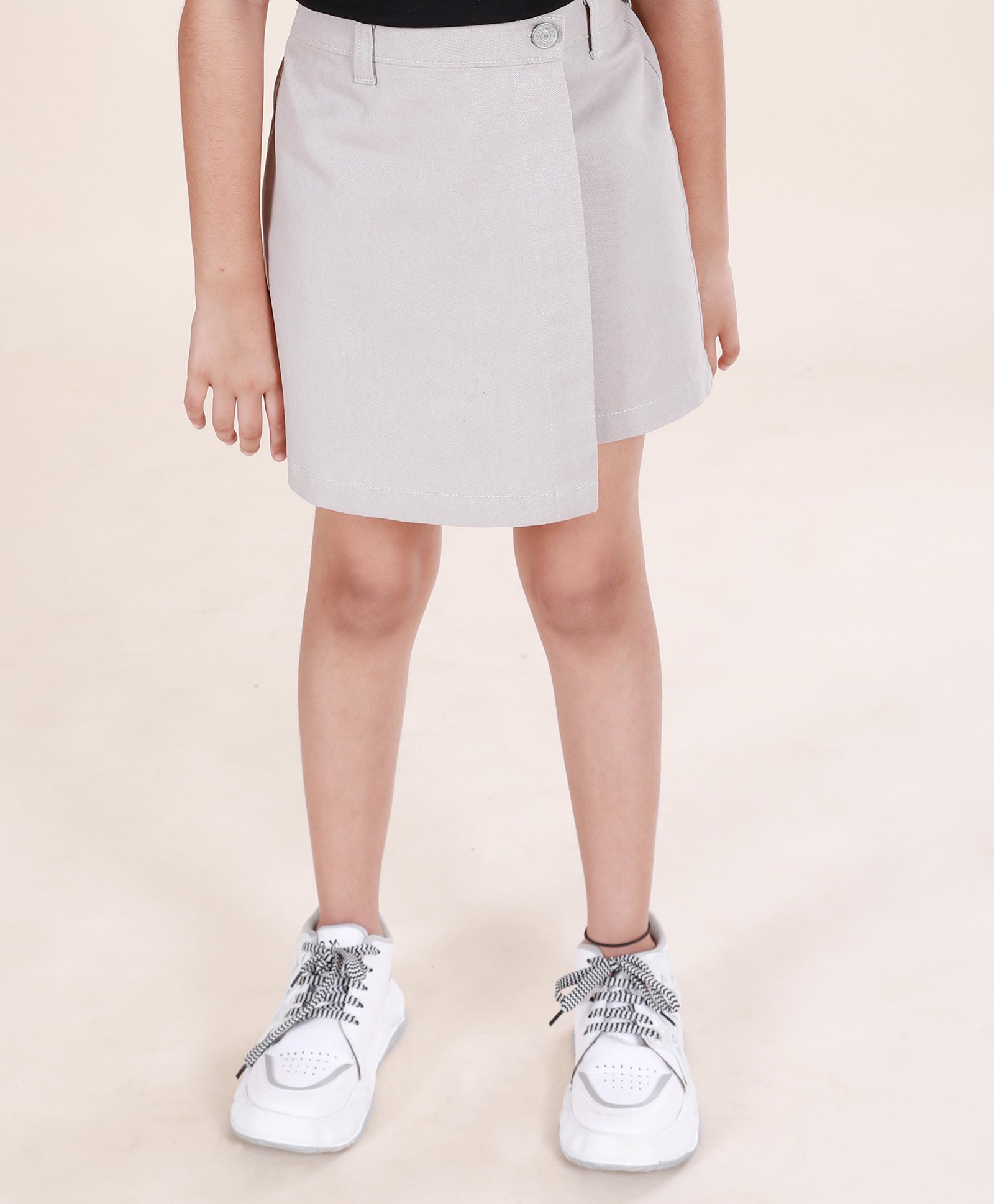Kiddopanti Cotton Solid Skorts - Grey-picture-12