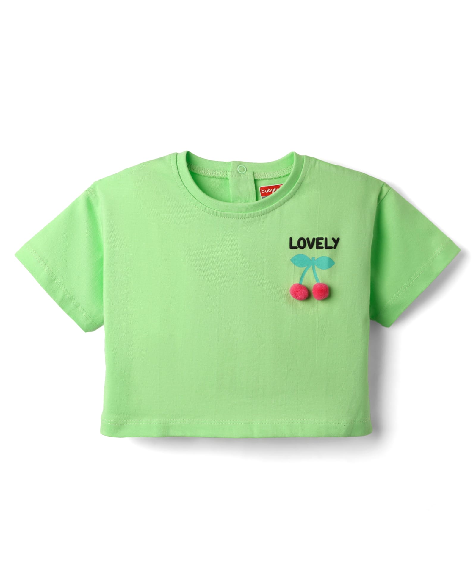 Babyhug Cotton Knit Half Sleeves T-Shirt with Front & Back Fruit Print - Light Green-image-40