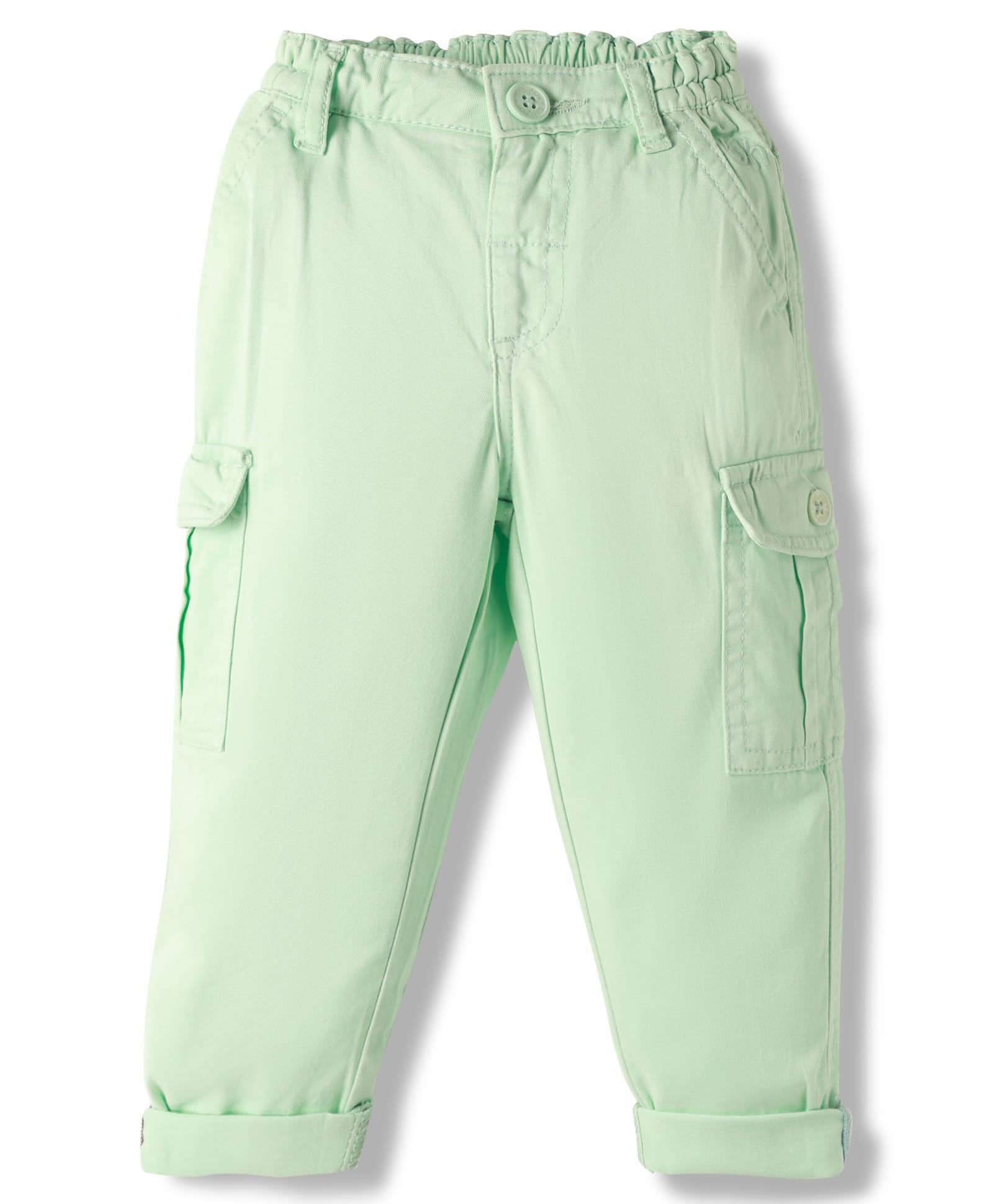 Babyhug Twill Full Length Solid Colour Trouser With Stretch & Cargo Pockets - Mint-picture-29