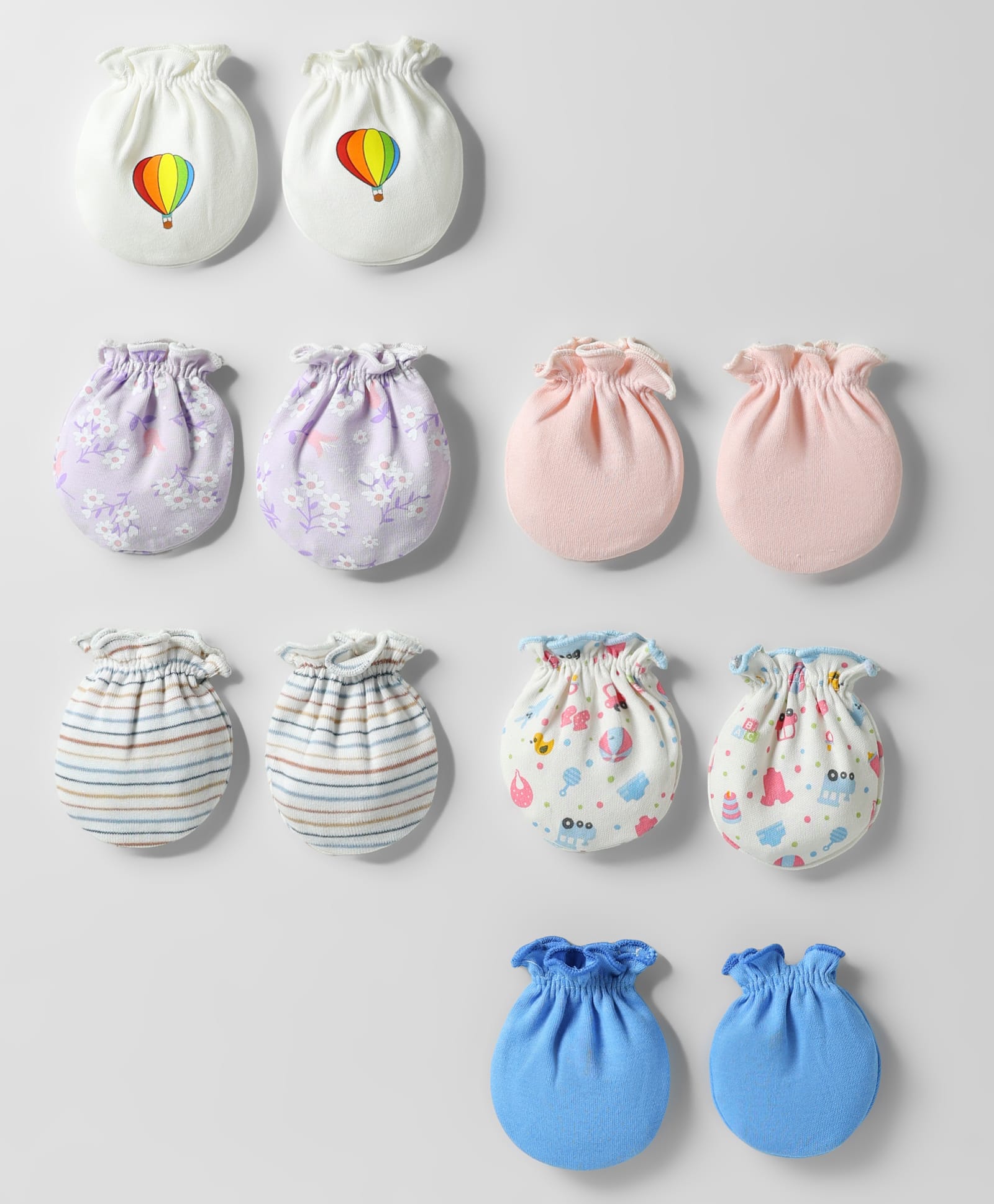 Ben Benny 100% Cotton Knit Mittens with Vehicle & Floral Print Pack of 6 - Multicolor-picture-16