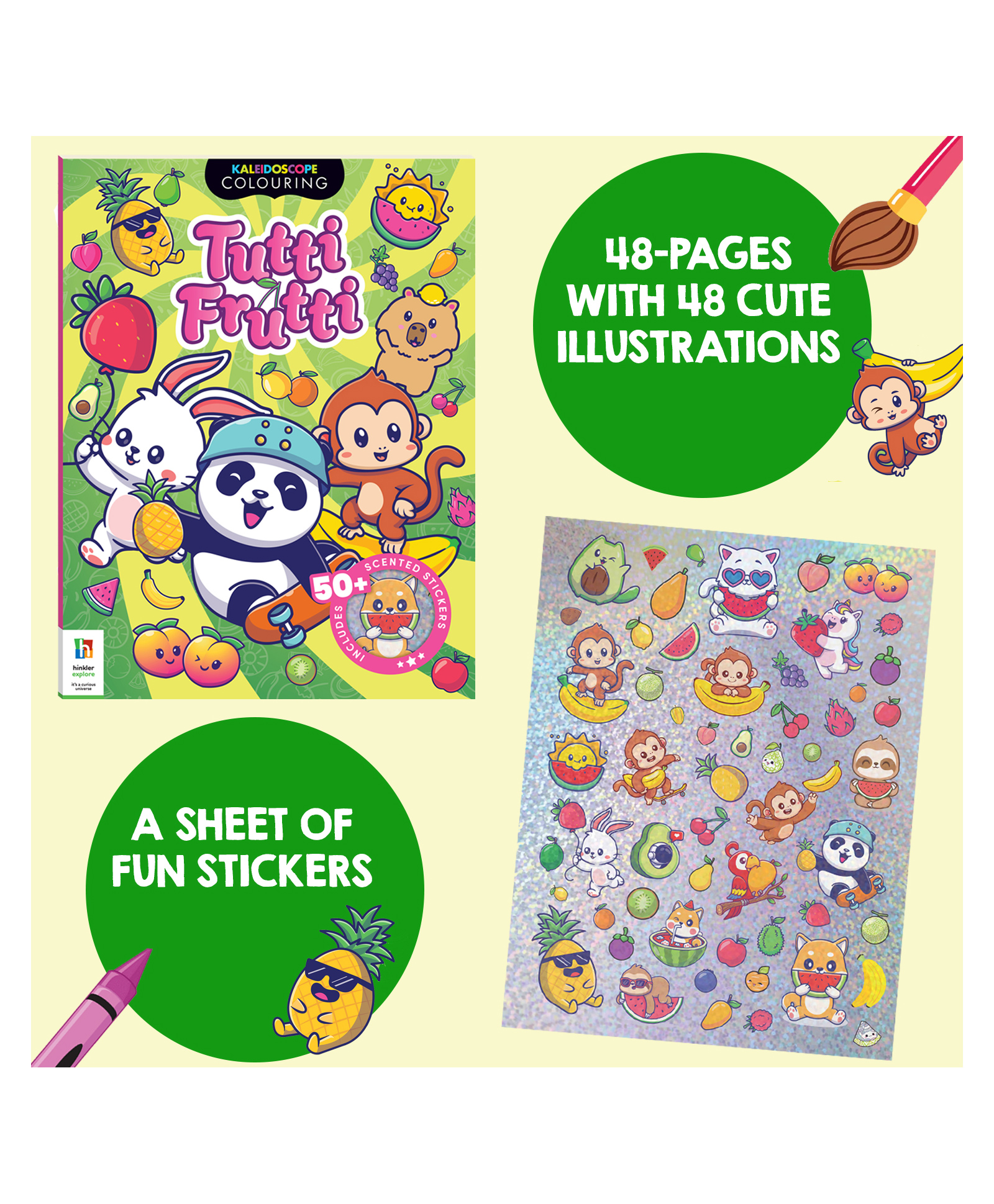 Kaleidoscope Sticker Colouring Tutti Frutti | Colouring Book with Scented Stickers | For 6 to 12 Year Kids-image-46
