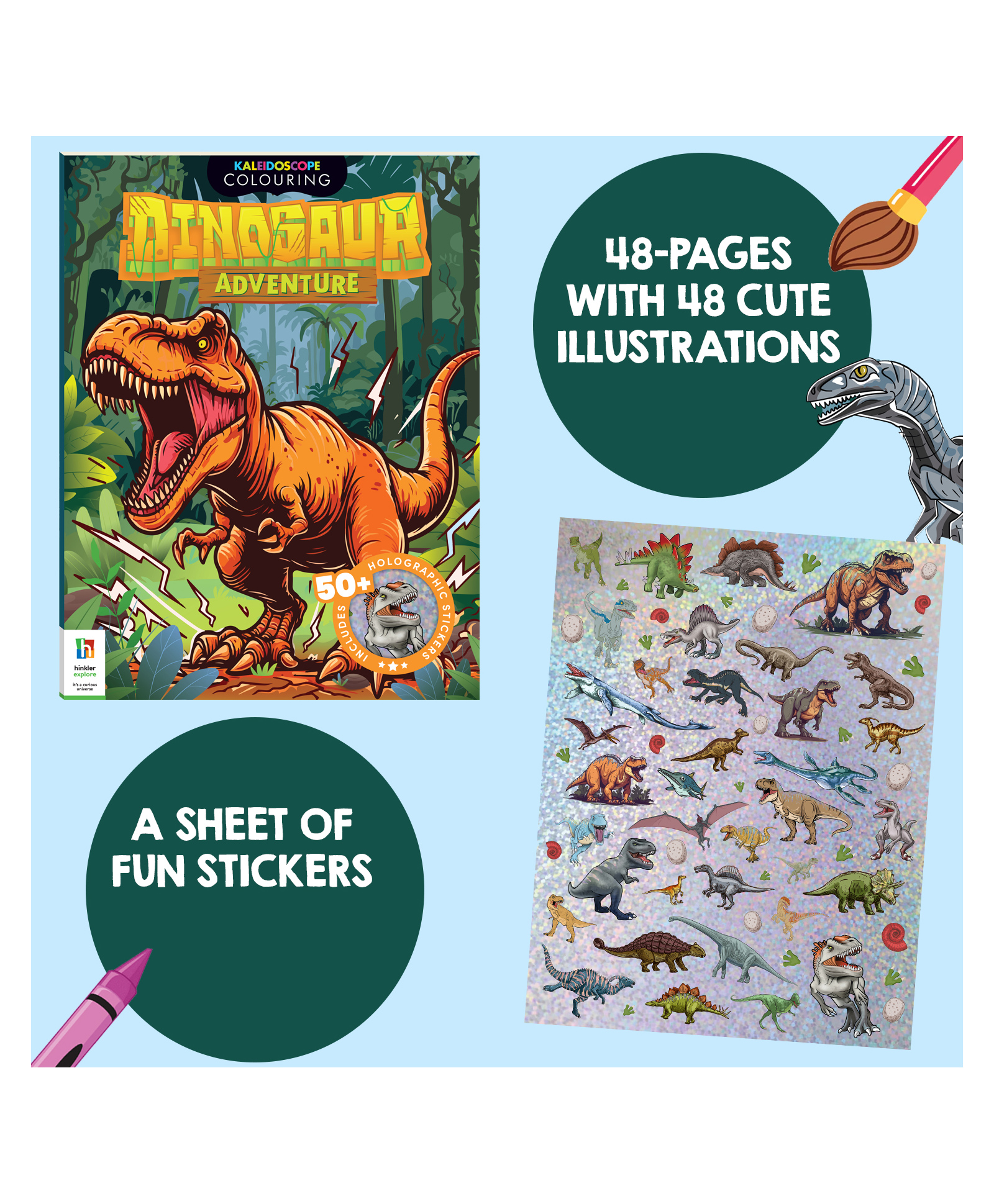 parragon Kaleidoscope Sticker Colouring Dinosaur Adventure | Colouring Book with Scented Stickers | For 6 to 12 Year Kids-picture-23