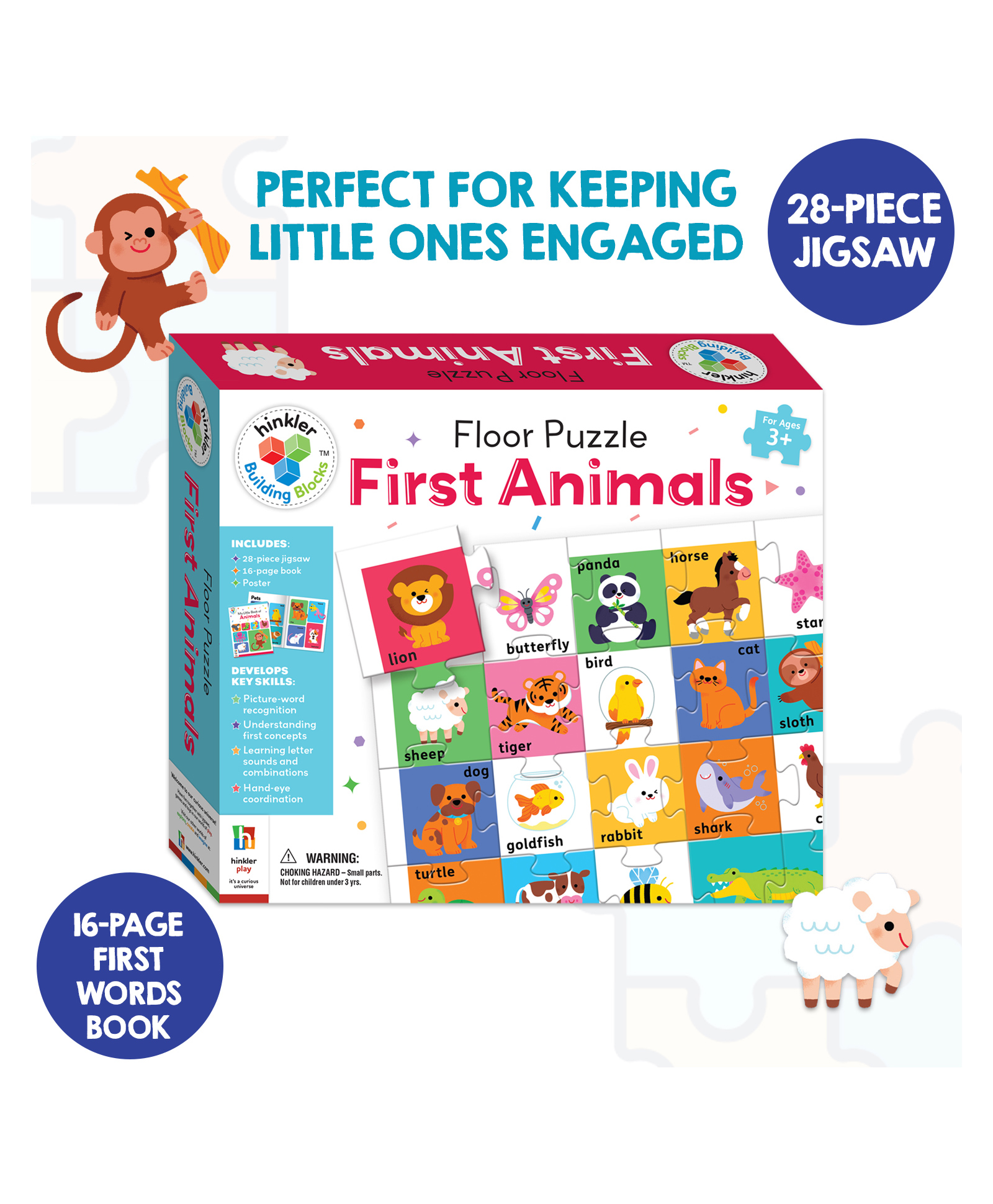 Parragon Building Blocks Floor Puzzle First Animals Jigsaw Set-image-23