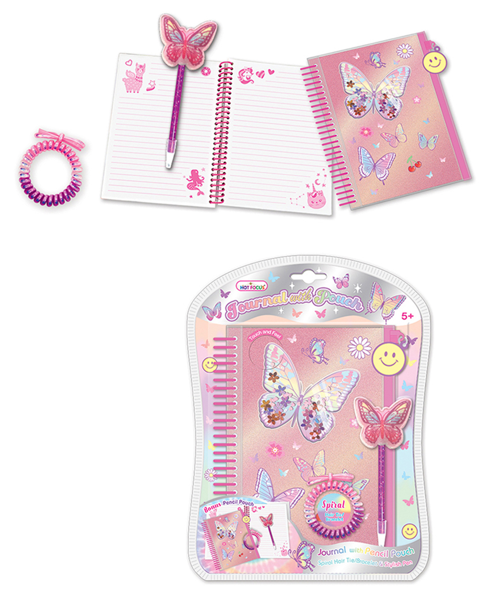 Hot Focus Journal With Pouch Tie Dye Butterfly Stationary Set - Pink-image-27