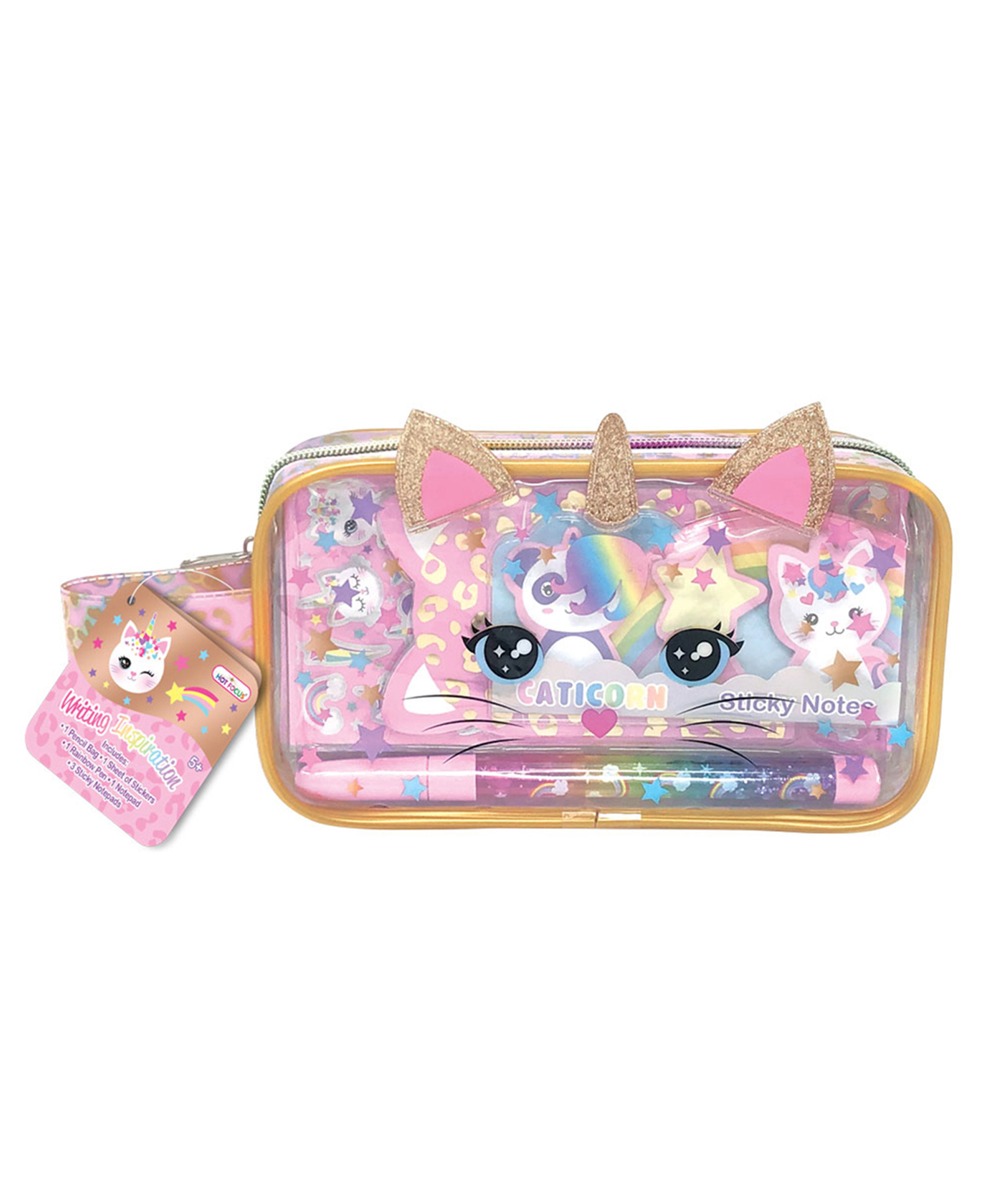 Hot Focus Stationery Set with Unicorn Print & Applique - Pink-image-31