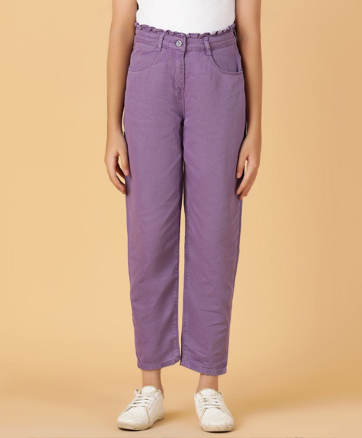 Tales & Stories Cotton Solid Straight Fit Jeans - Purple-picture-15