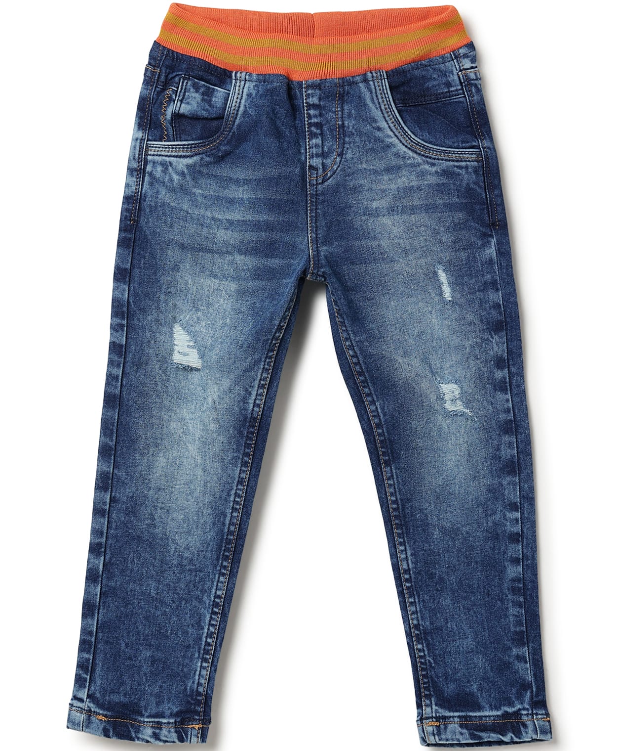 Tales & Stories Cotton Blend Mild Washed & Distressed Jeans - Blue-picture-17