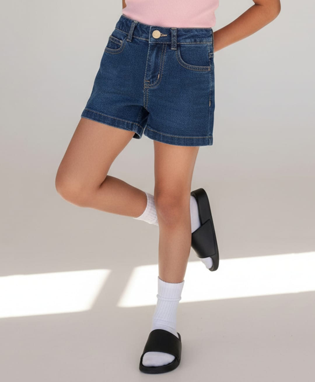 Tales & Stories Denim Mild Washed Shorts - Dark Blue-picture-32
