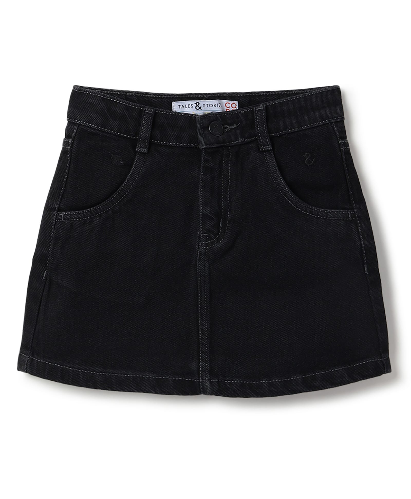 Tales & Stories Lycra Mild Washed Skirt - Black-picture-18