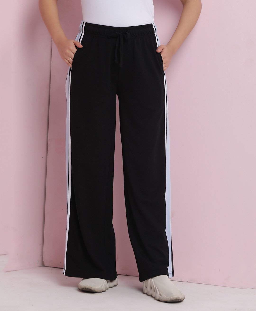 Lil Tomatoes Cotton Looper Side Taped Track Pants - Black-picture-22
