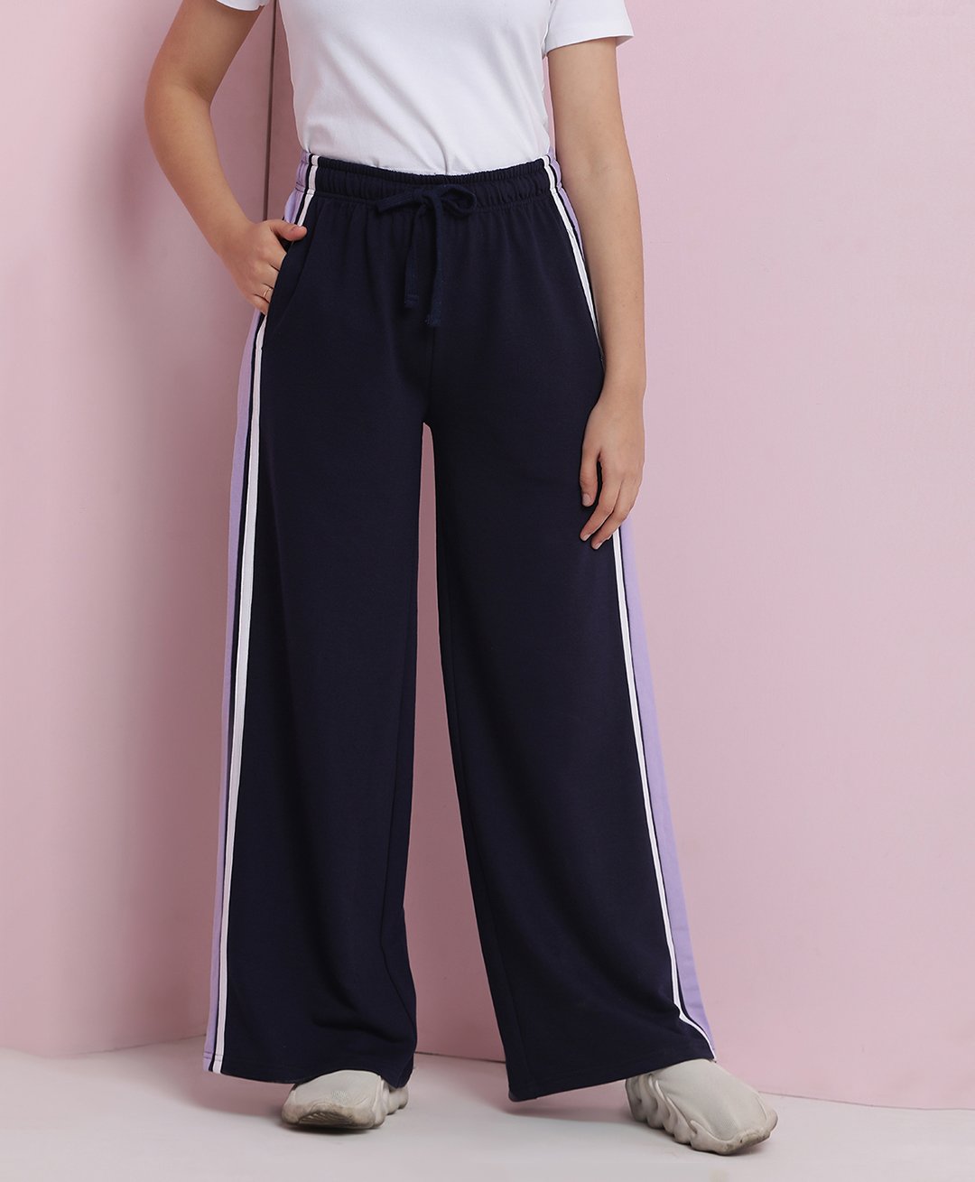 Lil Tomatoes Cotton Looper Solid Track Pants - Navy Blue-image-43
