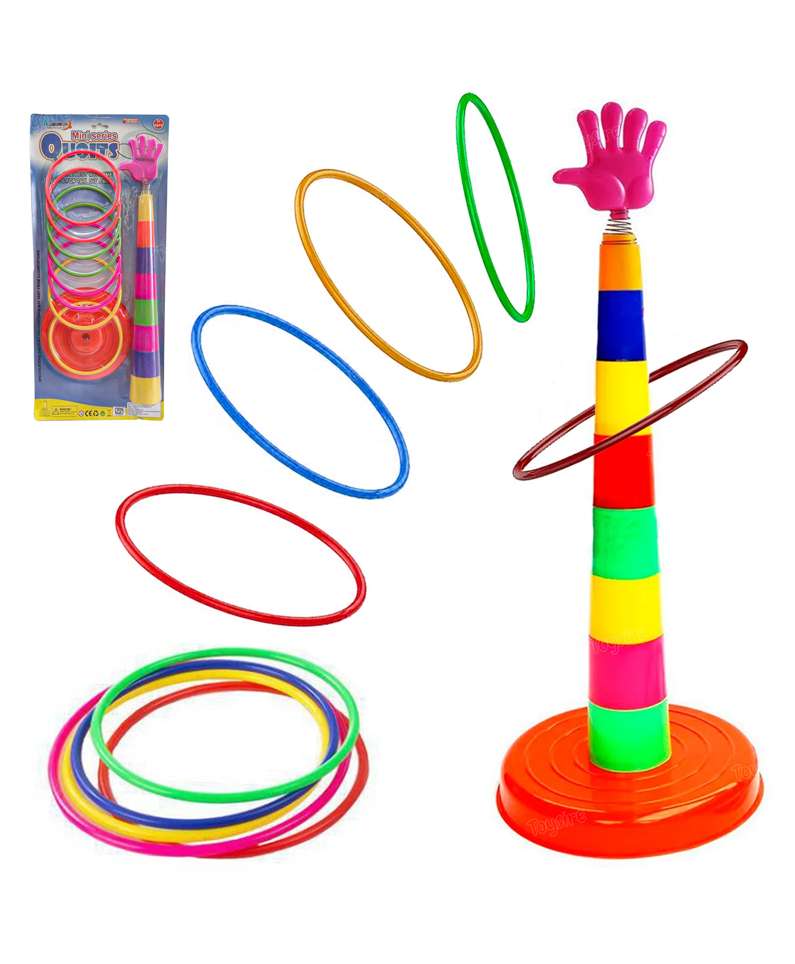 Fiddlerz Ring Toss Game Set for Kids with Colorful Rings and Clown Hand Bat Interactive Indoor Outdoor Target Throwing Toy for Fun Learning Coordination Play - Multicolor-image-15