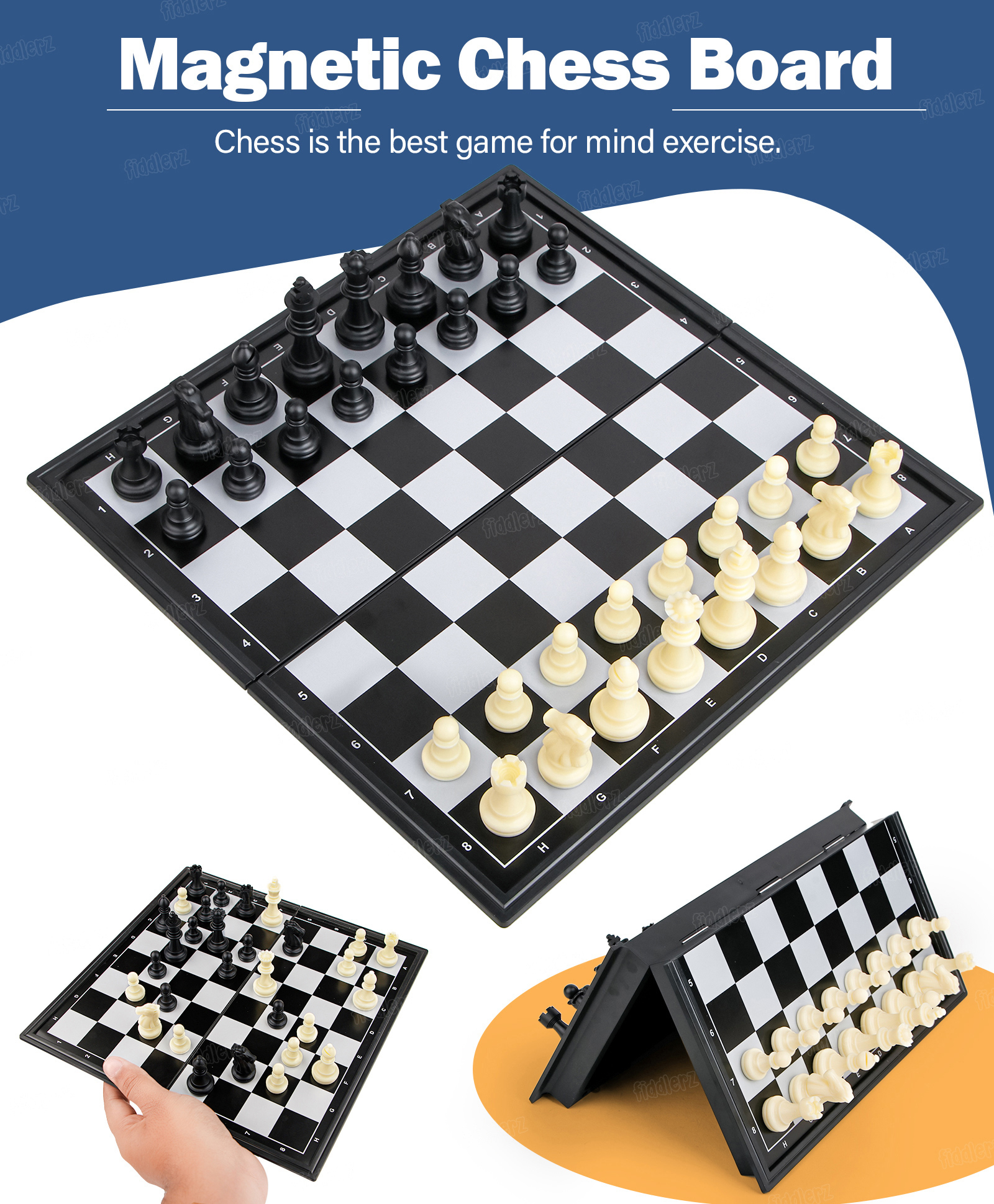 Fiddlerz Magnetic Chess Board Game Set for Kids and Adults with Secure Magnetic Pieces Portable Foldable Strategy Game for Brain Development-image-26