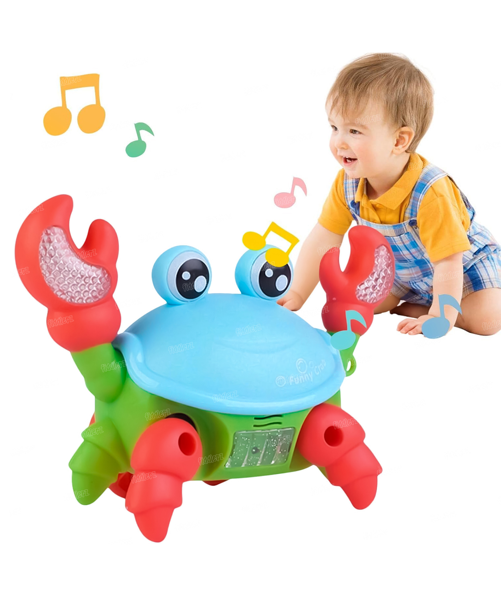 Fiddlerz Electric Crawling Crab Toy with Music Flashing Lights and Moving Claws Interactive Battery Operated Reptile Toy for Kids Fun Walking Animal Toy for Boys and Girls-image-12