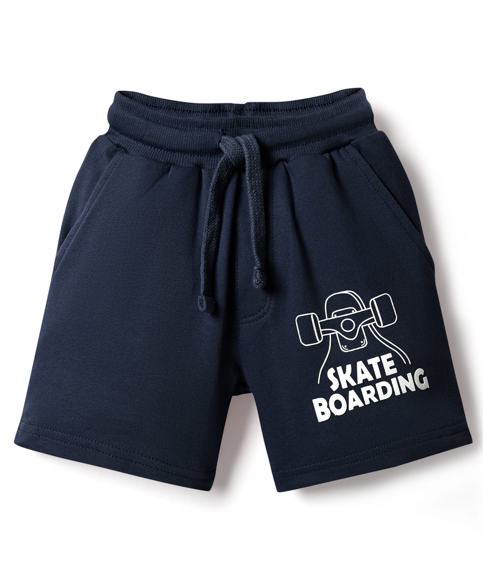 Taeko Single Jersey Knit Knee Length Shorts with Skating Print - NavyBlue-picture-12