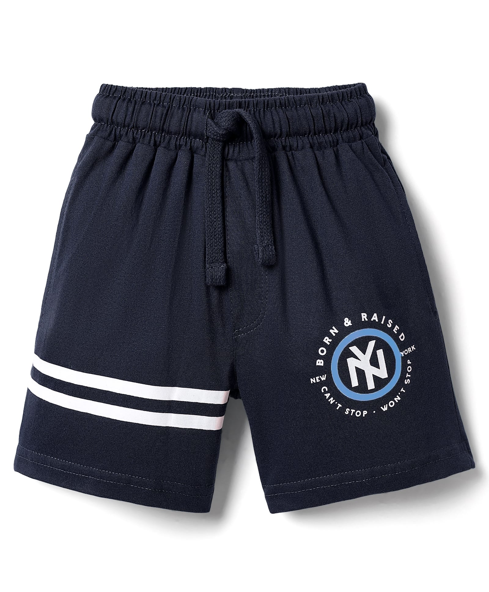 Taeko Single Jersey Knit Knee Length Shorts With Text Print - Navy Blue-picture-32